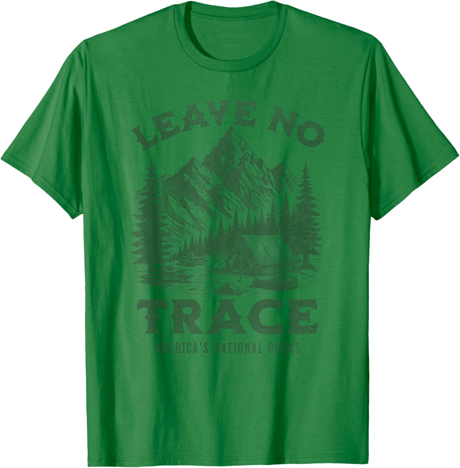 Leave No Trace Mountains Hiking Camping Outdoor Mountain T-Shirt - T-Shirt | Irish Green
