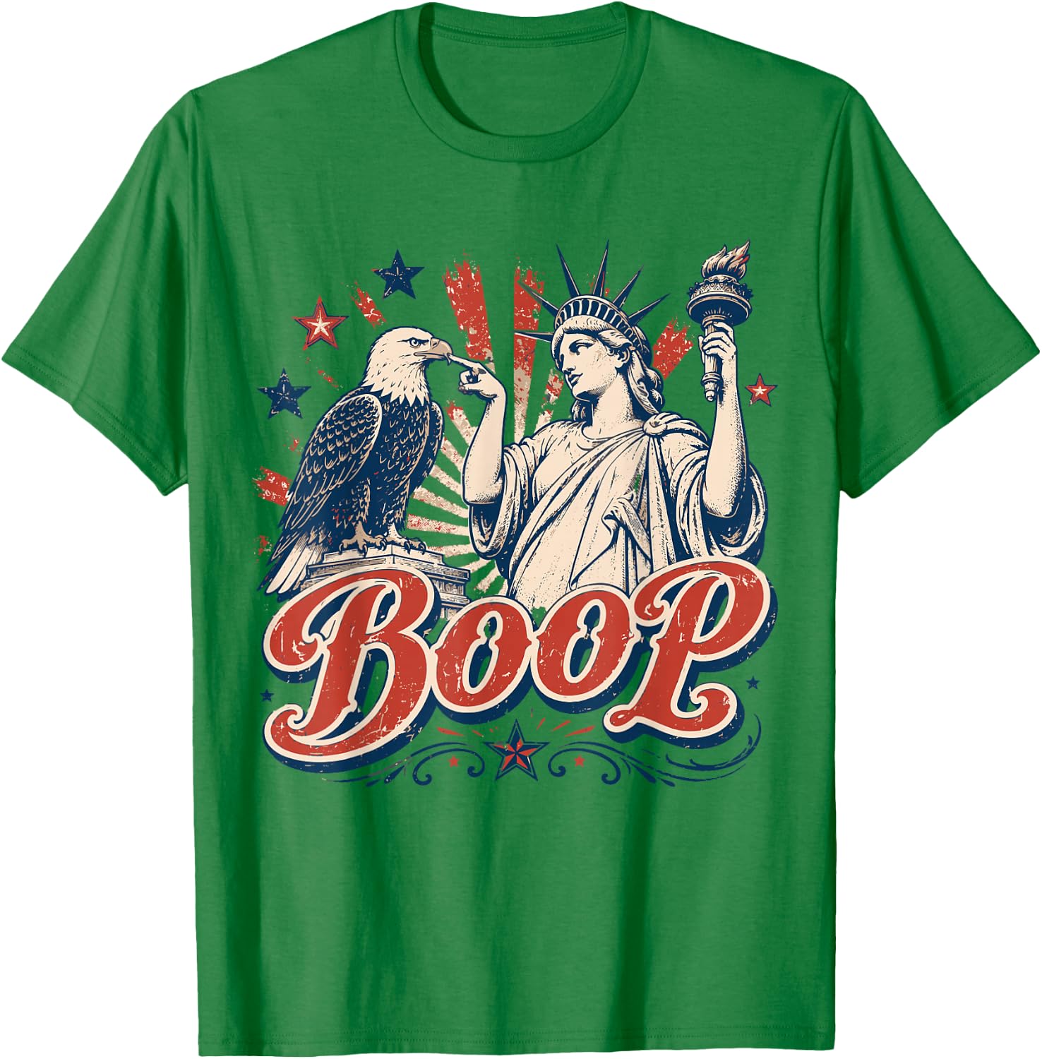 Boop Eagle 4th of July Retro Patriotic Liberty Bald Eagle T-Shirt - T-Shirt | Irish Green
