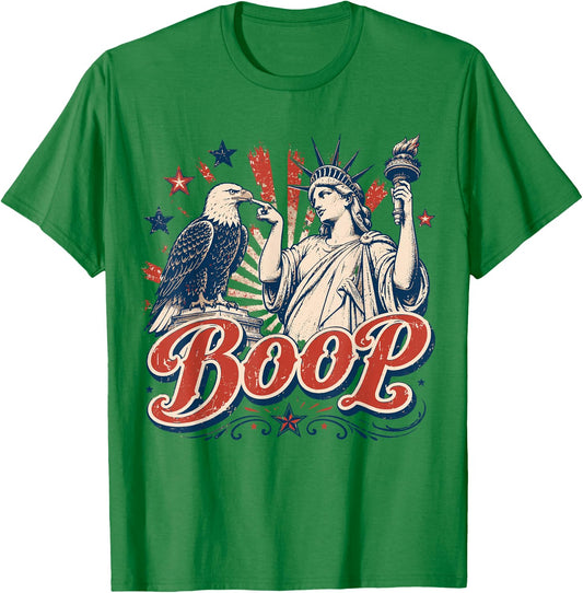 Boop Eagle 4th of July Retro Patriotic Liberty Bald Eagle T-Shirt - T-Shirt | Irish Green