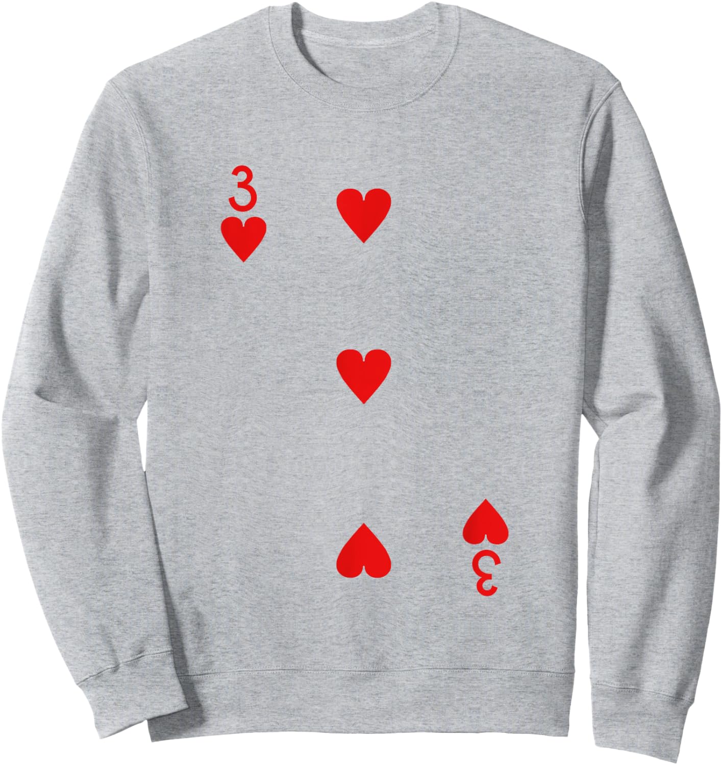 Three Of Hearts Deck Of Cards Playing Cards Halloween Poker Sweatshirt - Sweatshirt | Ash