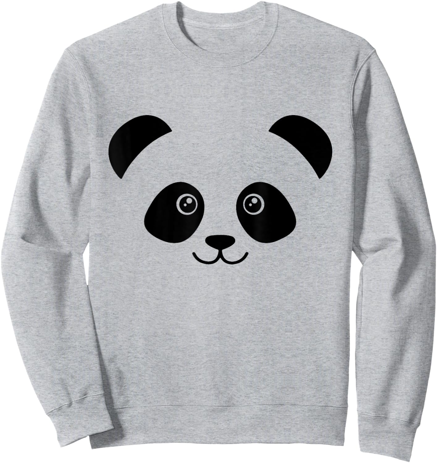 Panda Face Cute design Cute Little Panda Face , Girls - Grey, Short Sleeve, Classic Fit, , XS/Small Sweatshirt - Sweatshirt | Ash
