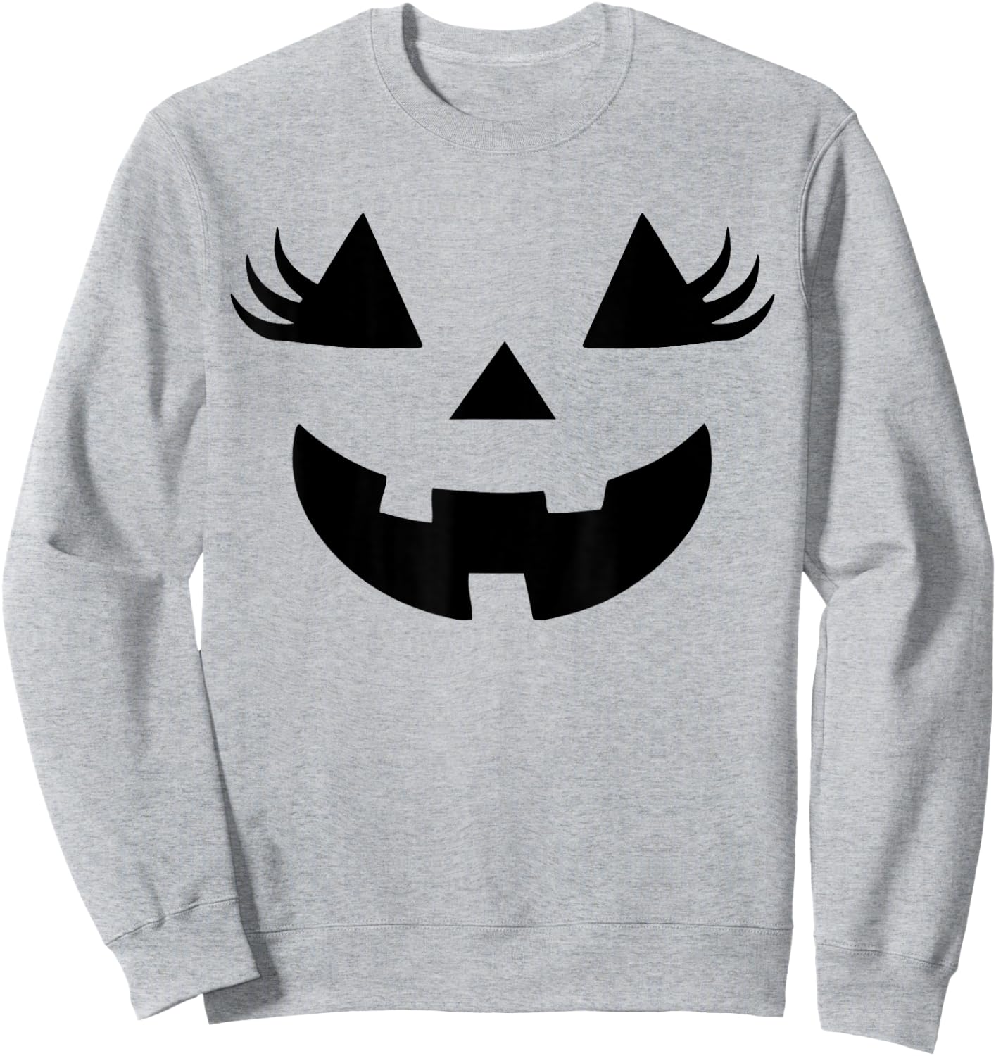 Jack O Lantern Face Pumpkin Eyelashes Halloween Women Girls Sweatshirt - Sweatshirt | Ash