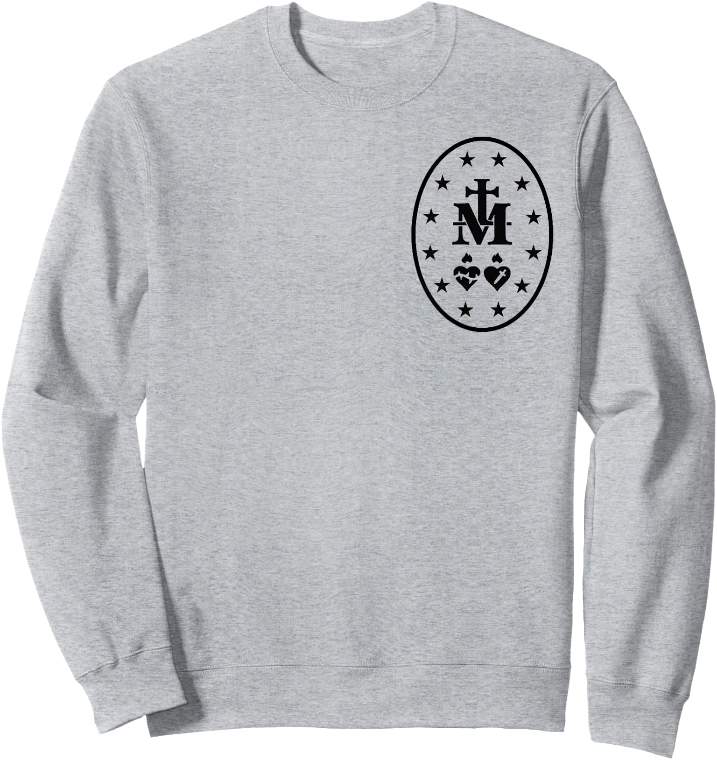 Miraculous Medal Catholic Virgin Mary Sacred Heart Sweatshirt - Sweatshirt | Ash