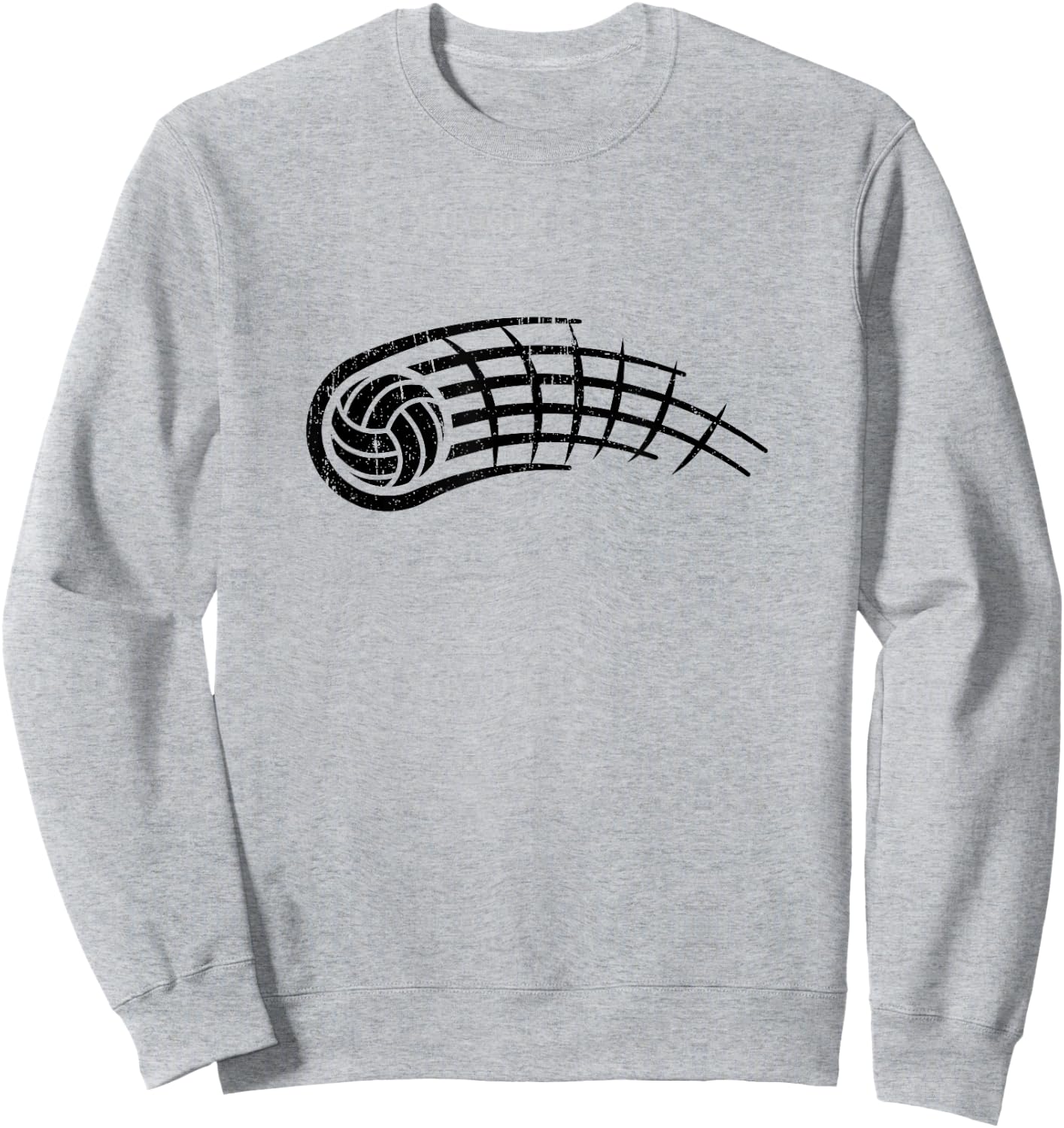 Black and White Volleyball Logo Sports Tribal Distressed Sweatshirt - Sweatshirt | Ash