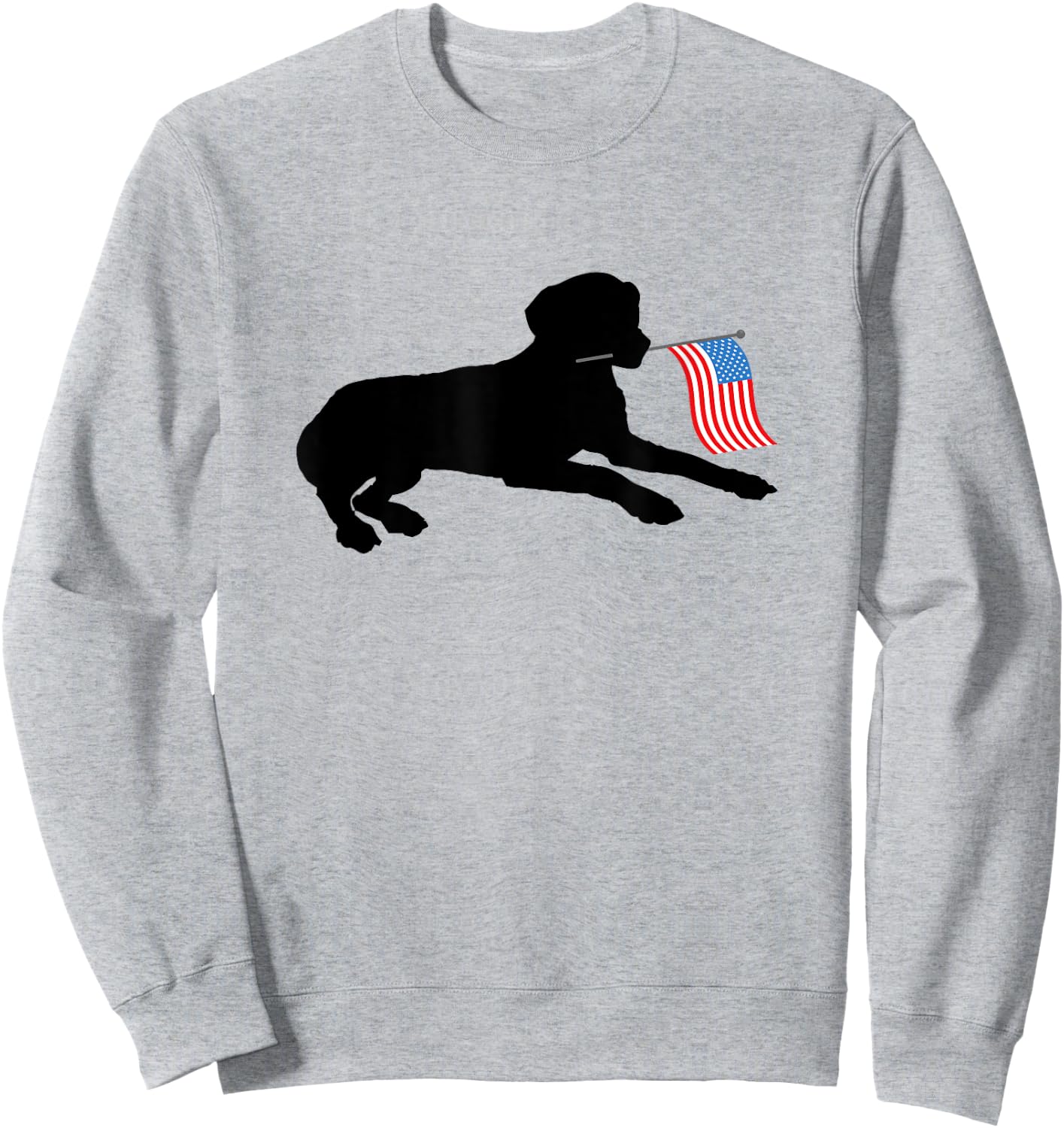 Black Lab Dog Holding July 4th Patriotic USA Flag Sweatshirt - Sweatshirt | Ash