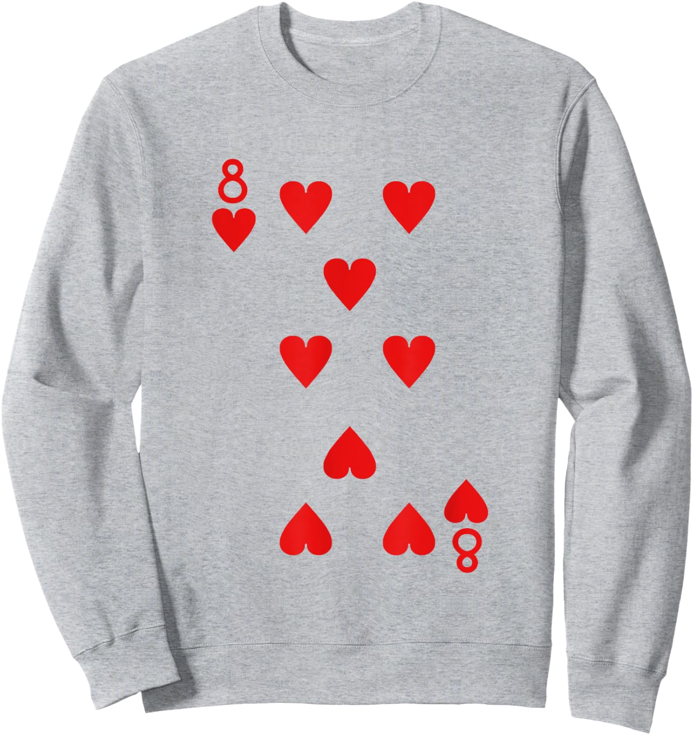 Eight Of Hearts Deck Of Cards Playing Cards Halloween Poker Sweatshirt - Sweatshirt | Ash