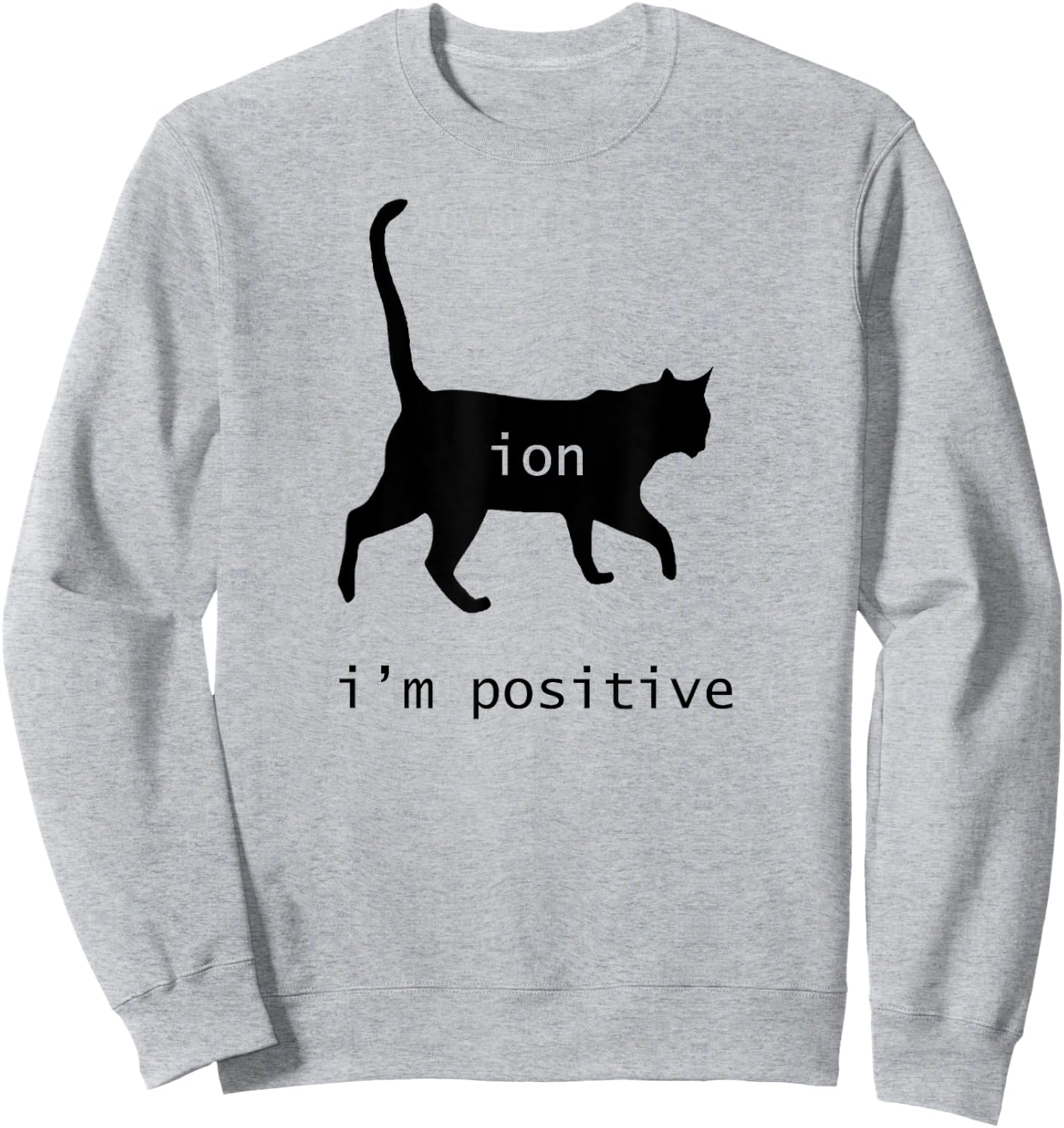 Chemistry Funny Nerd Shirt Cat-Ion Cation Pun I'm Positive Sweatshirt - Sweatshirt | Ash