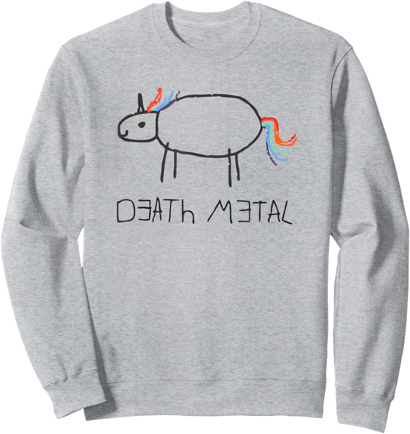 Funny Cute Death Metal Crayon Unicorn Sweatshirt - Sweatshirt | Ash