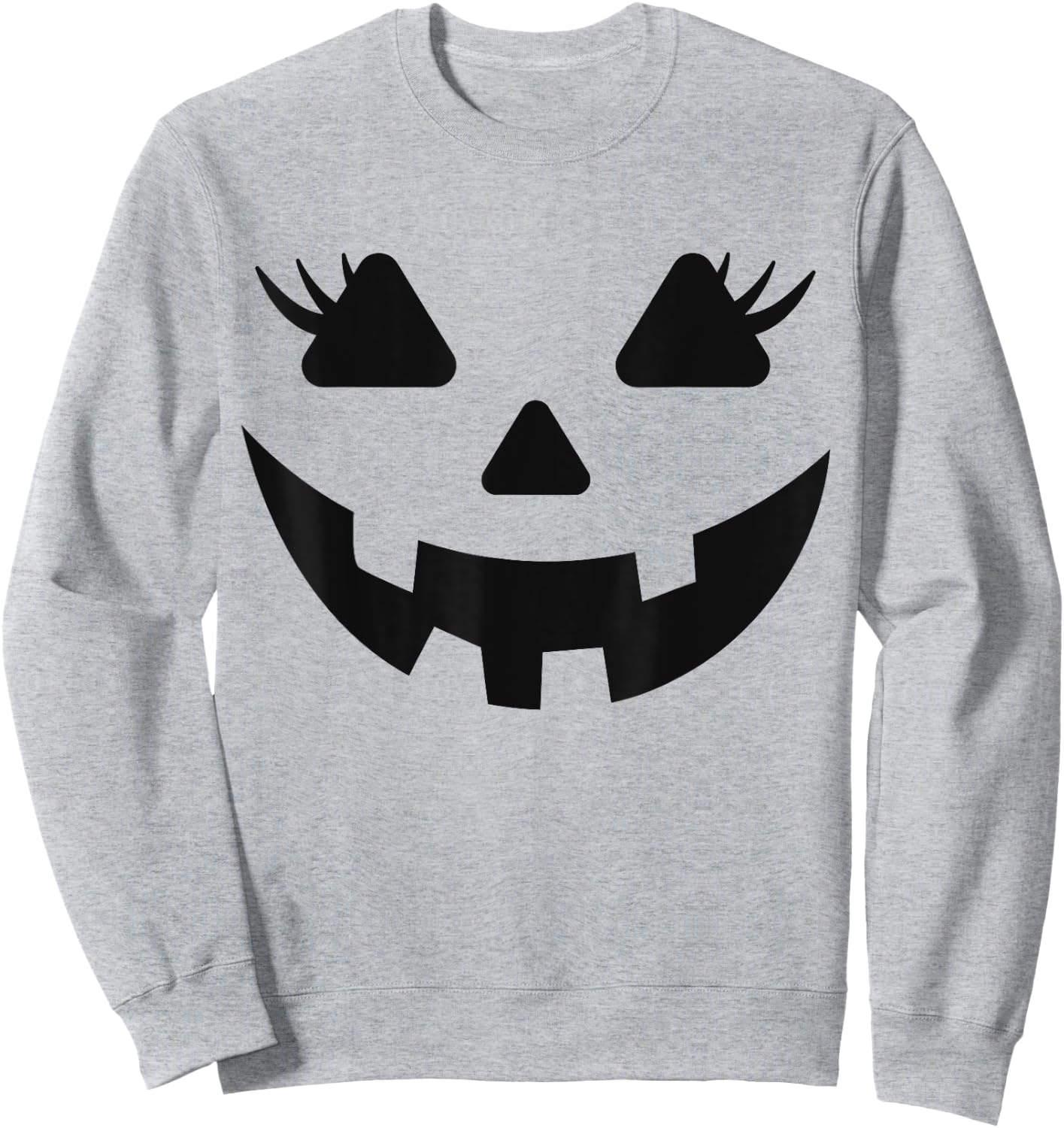 Jack O Lantern Face Pumpkin Eyelashes Halloween Women Girls Sweatshirt - Sweatshirt | Ash