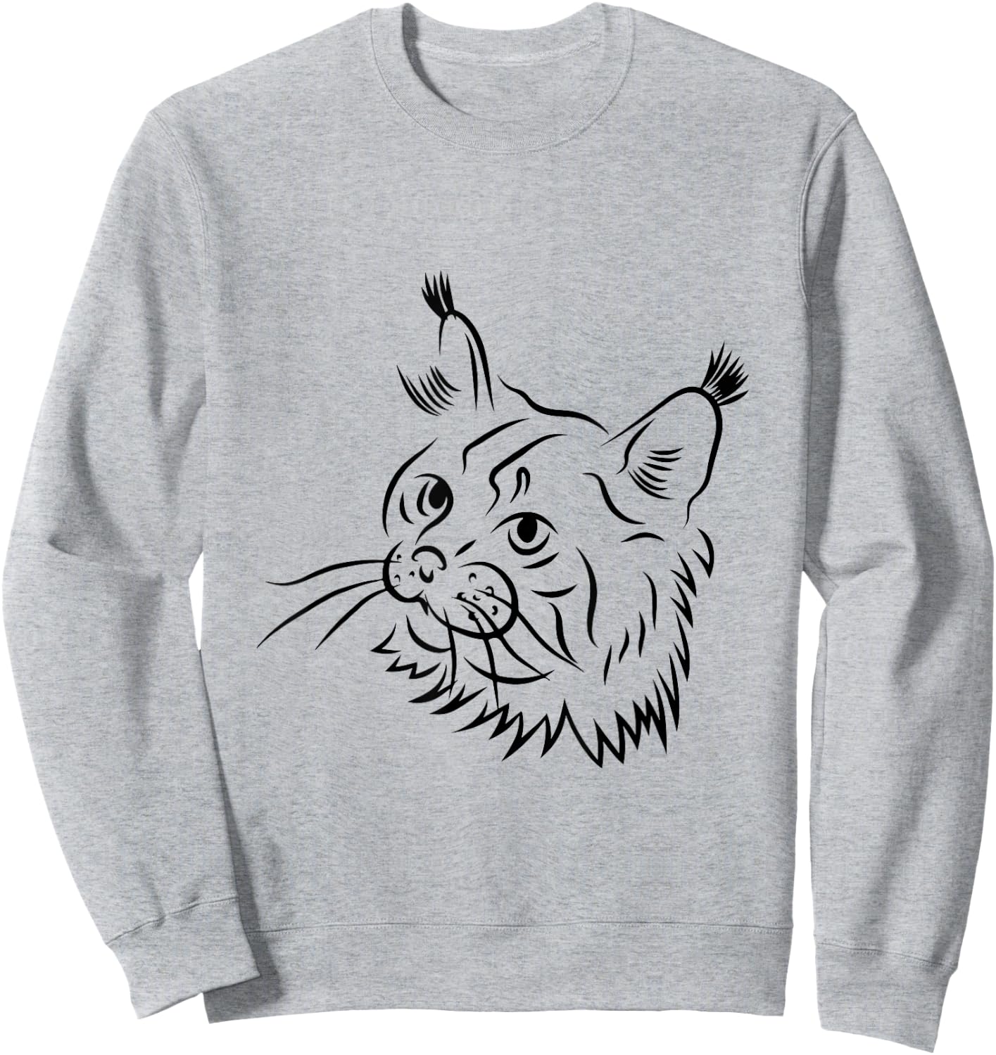 Maine Coon Cat Sketch Illustration Sweatshirt - Sweatshirt | Ash