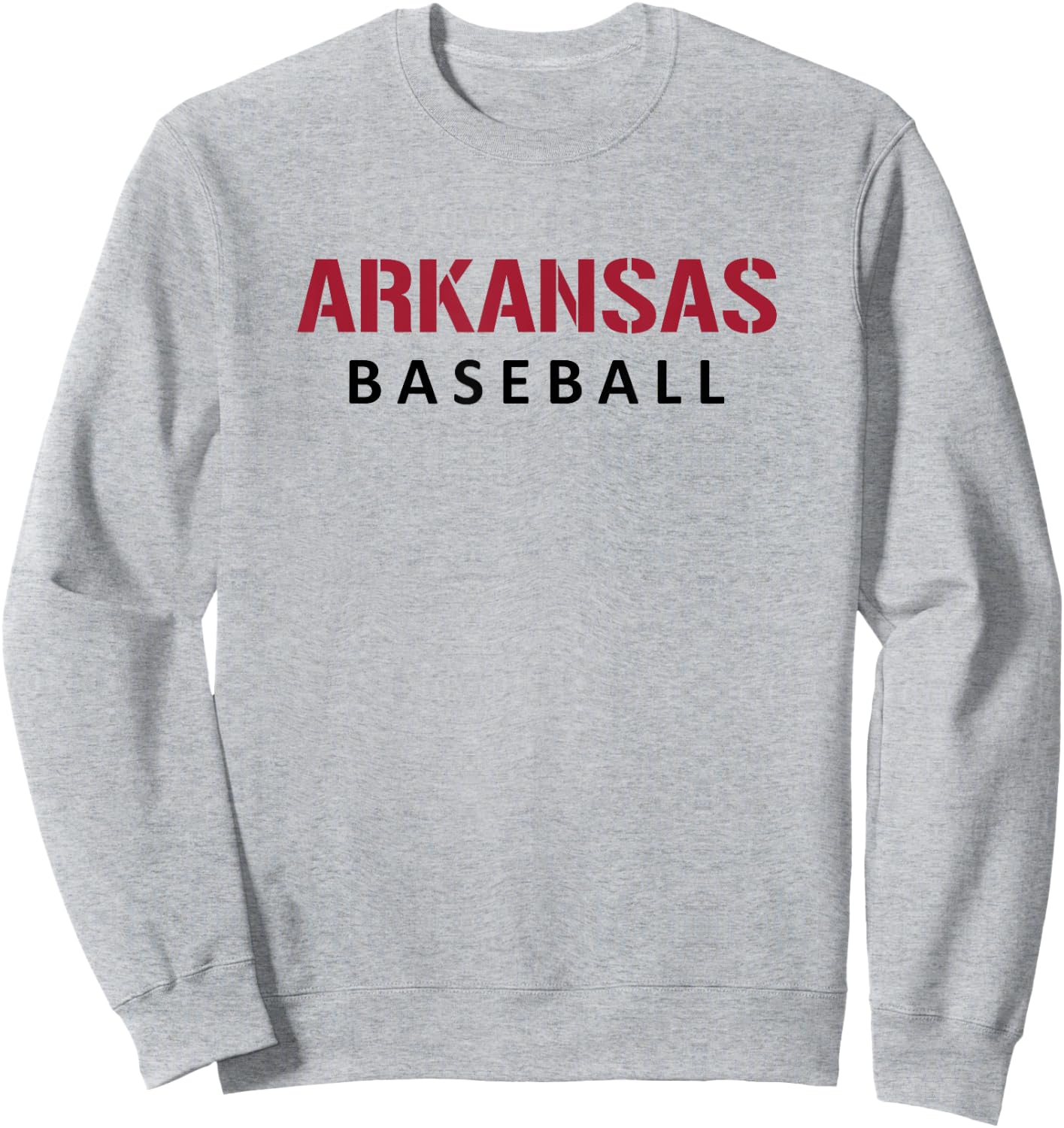 Arkansas Baseball Block and Stencil Font Sweatshirt - Sweatshirt | Ash