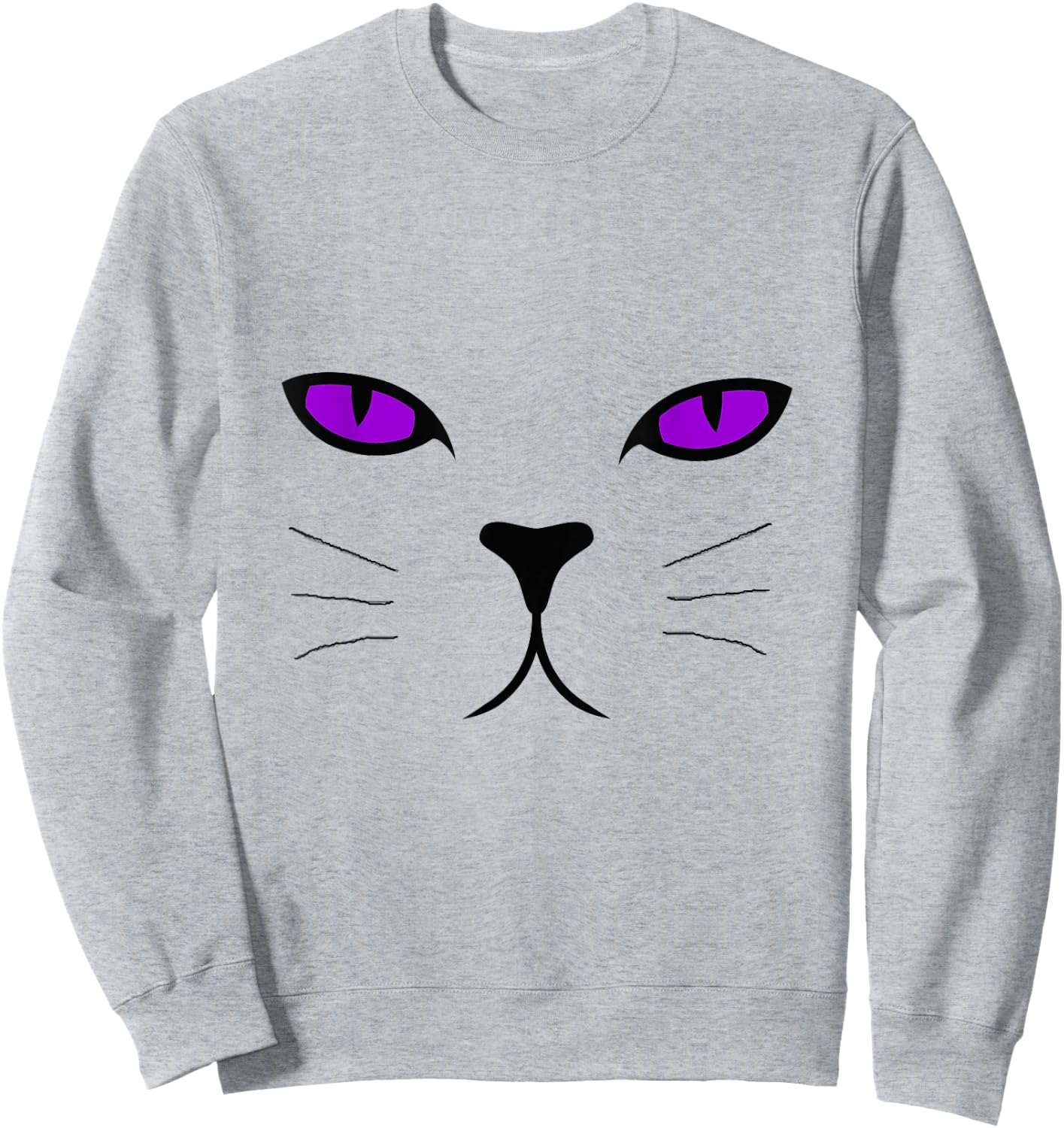 Giant Cat Face Purple Eyes Halloween Costume Shirt Men Women Kids Sweatshirt - Sweatshirt | Ash