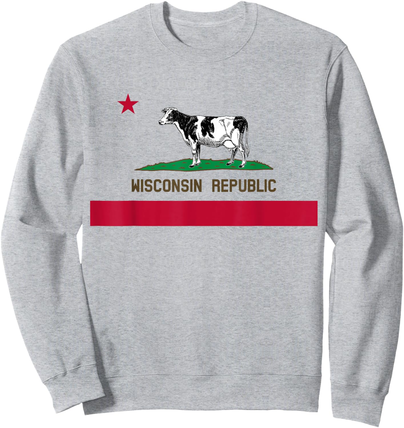 California Style Wisconsin State Flag Sweatshirt - Sweatshirt | Ash