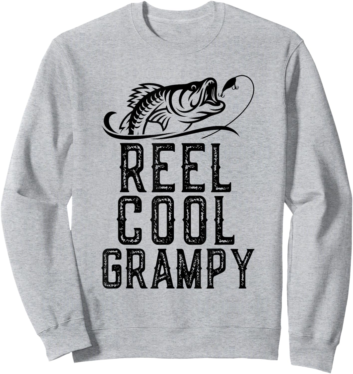 Reel Cool Grampy Fishing Fisherman Funny Retro Sweatshirt - Sweatshirt | Ash
