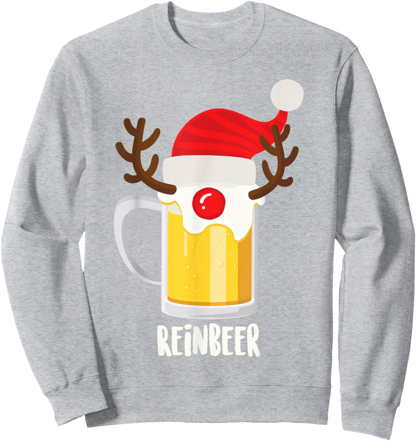 Reinbeer Shirt | Christmas Rudolph Alcohol Drinks Cool Gift Sweatshirt - Sweatshirt | Ash