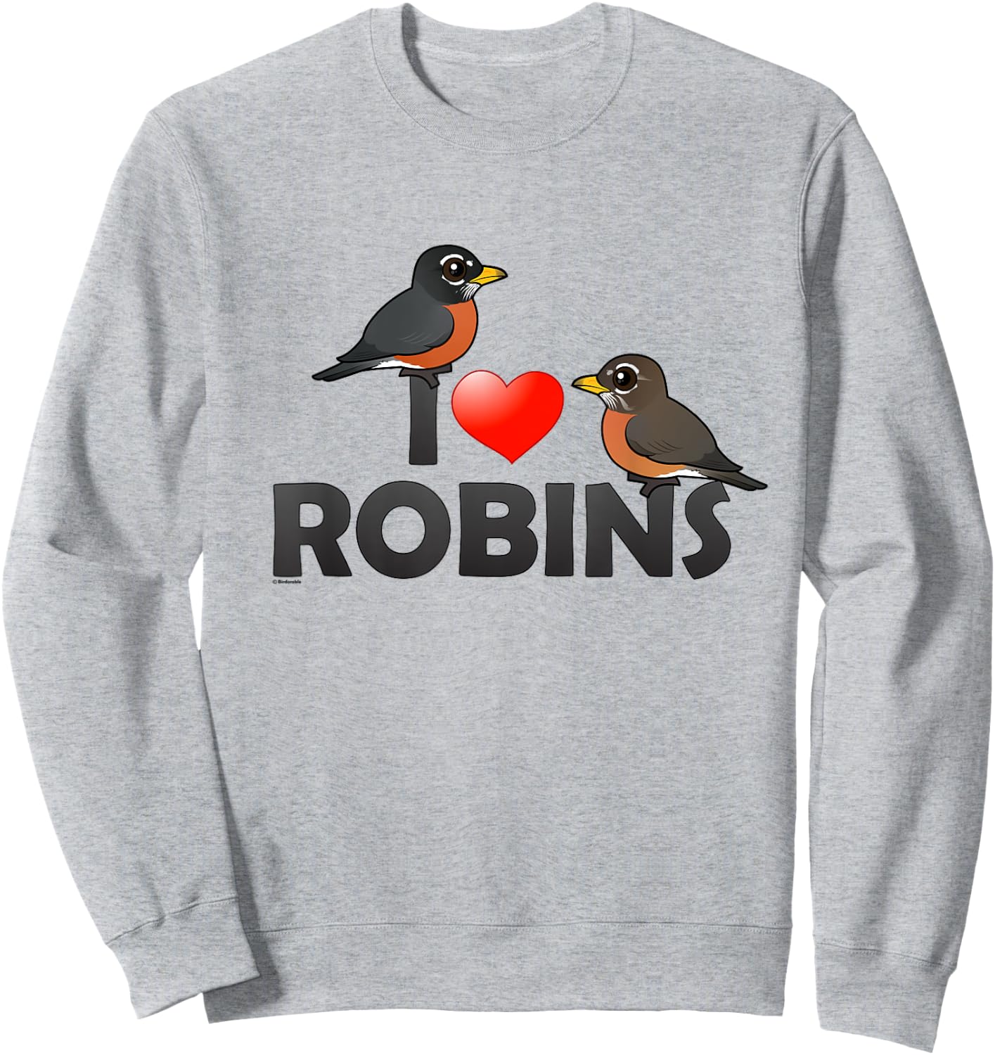 Cute I Love Robins Cartoon Bird Sweatshirt - Sweatshirt | Ash
