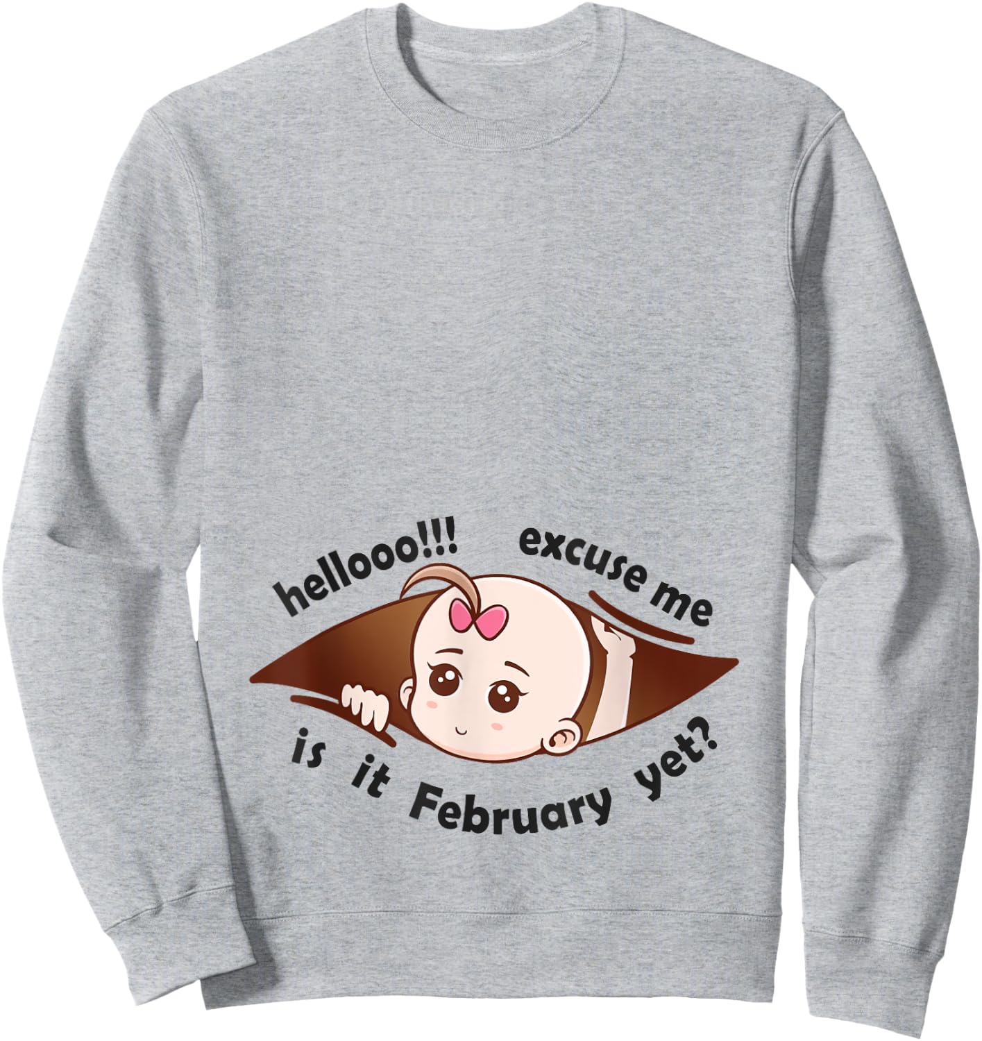 February to be Born Baby Girl Pregnancy Announcement Mother Sweatshirt - Sweatshirt | Ash