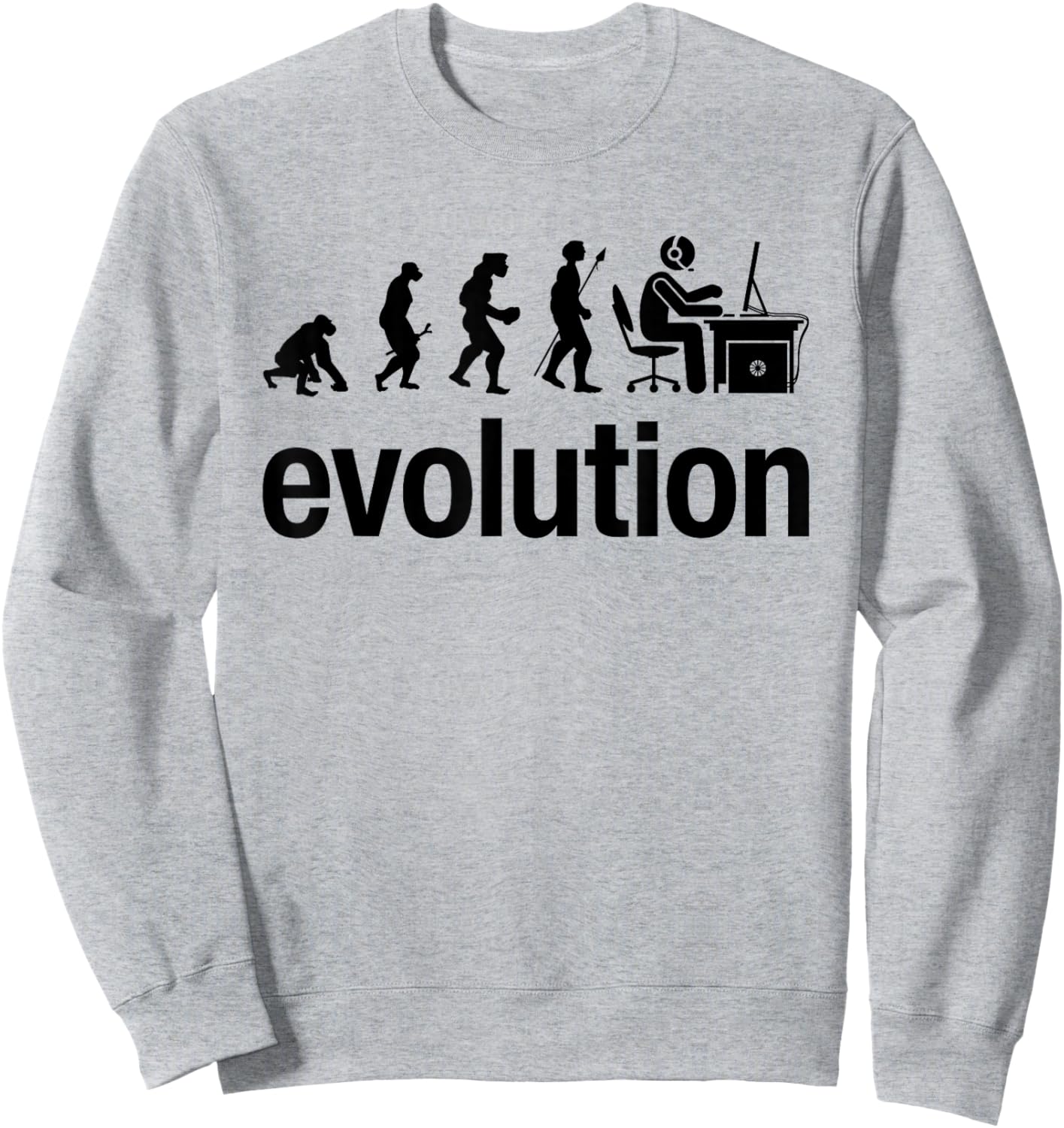 Human Evolution Of Man Geek Gamer Funny Computer IT Nerd Sweatshirt - Sweatshirt | Ash