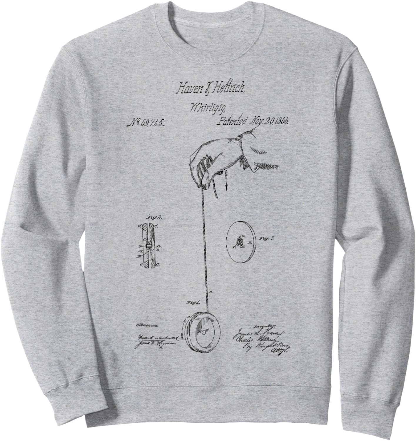 Yoyo Vintage Yo-Yo print patent yoyo player Yo Yo Tricks Sweatshirt - Sweatshirt | Ash