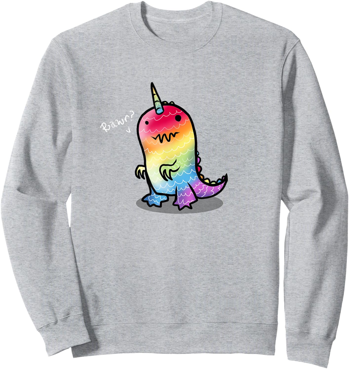 RAWR! | Cute Rainbow Dinosaur Unicorn Shirt Sweatshirt - Sweatshirt | Ash
