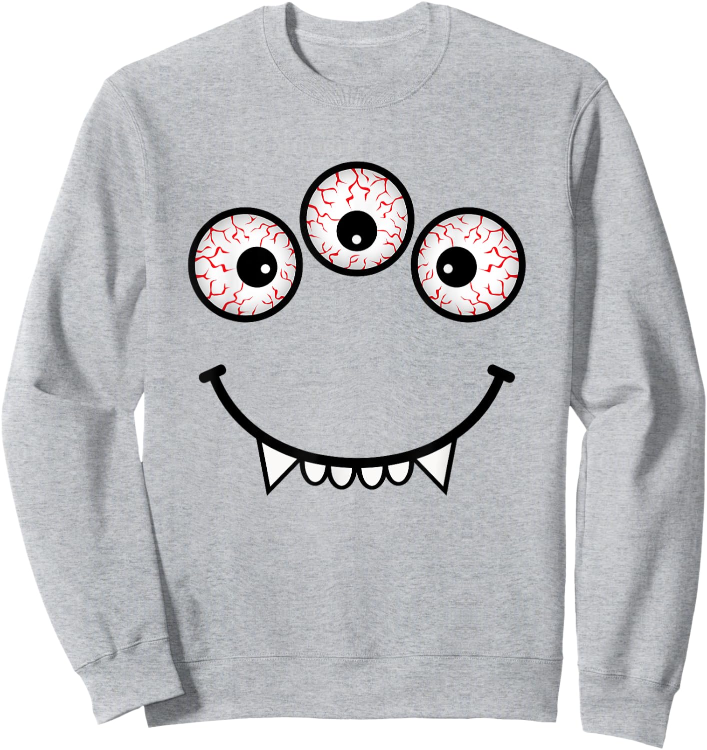 Three Eyed Monster Face Funny Halloween Costume Sweatshirt - Sweatshirt | Ash