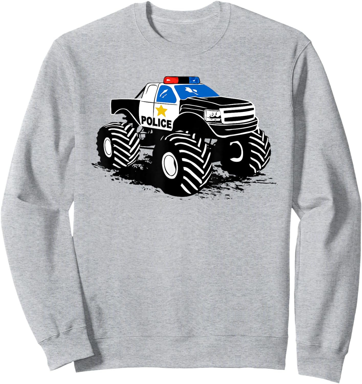 Children Crash Police Monster Truck Big Foot Crush Sweatshirt - Sweatshirt | Ash