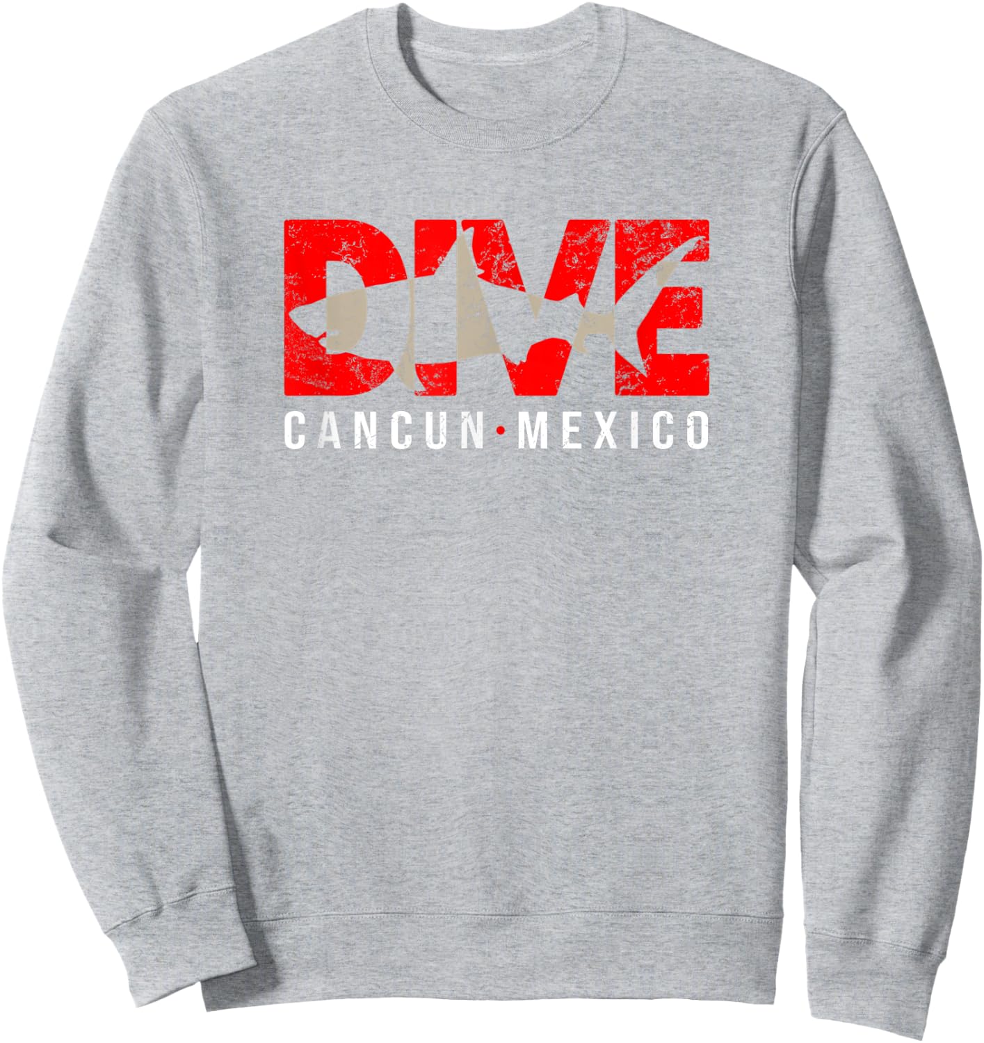 DIVE Cancun Mexico SCUBA DIVING Shark Sweatshirt - Sweatshirt | Ash