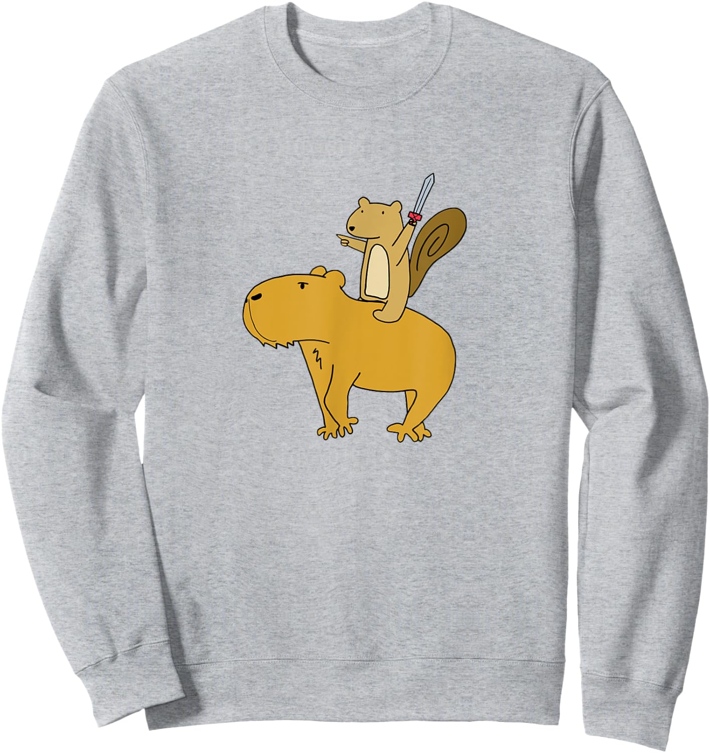 Squirrel Riding Capybara Sweatshirt - Sweatshirt | Ash