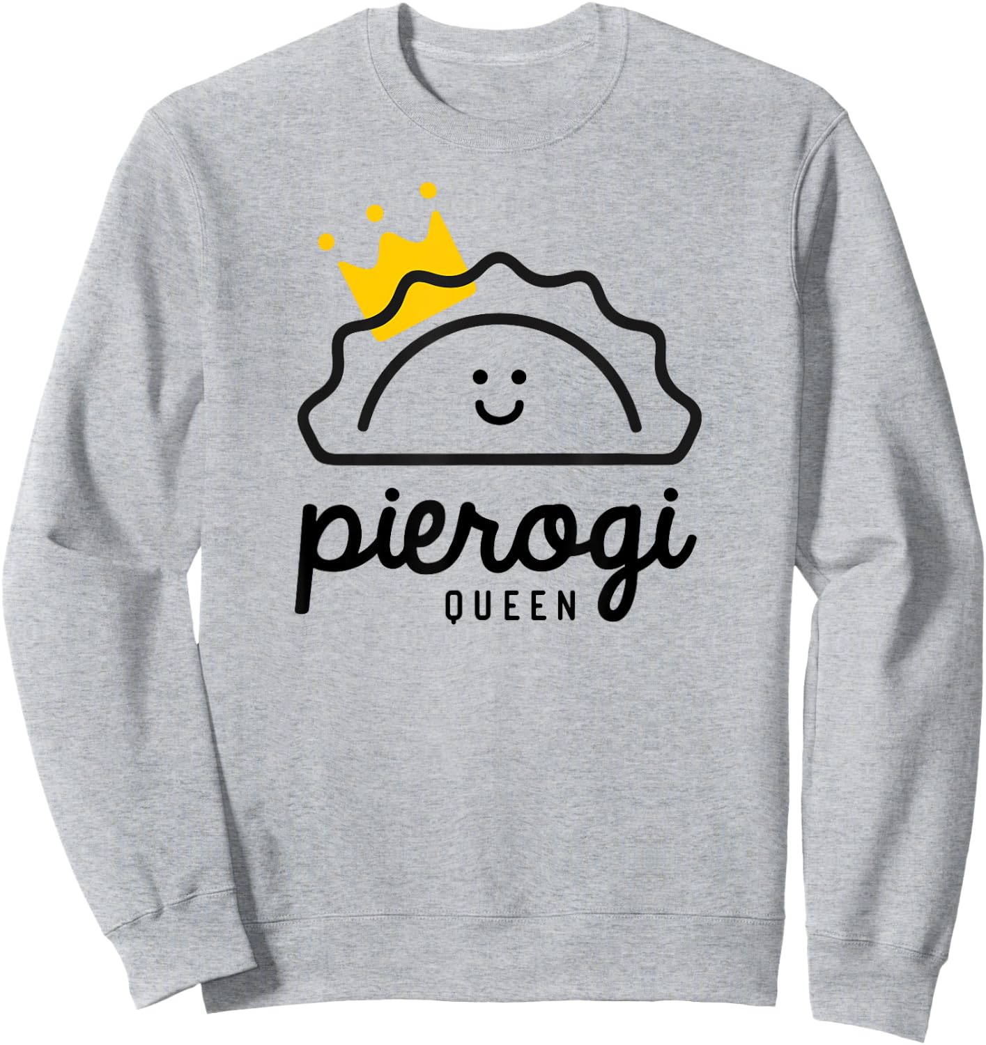 PIEROGI QUEEN | Royal Yellow Crown Polish Food Pierogi Fest Sweatshirt - Sweatshirt | Ash