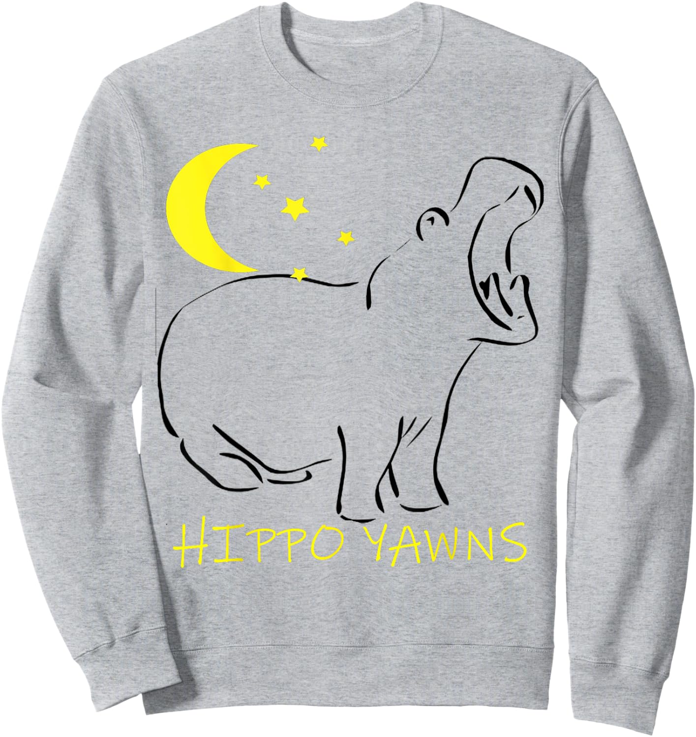 Hippo Yawns Funny Sleep In Pajamas Sweatshirt - Sweatshirt | Ash