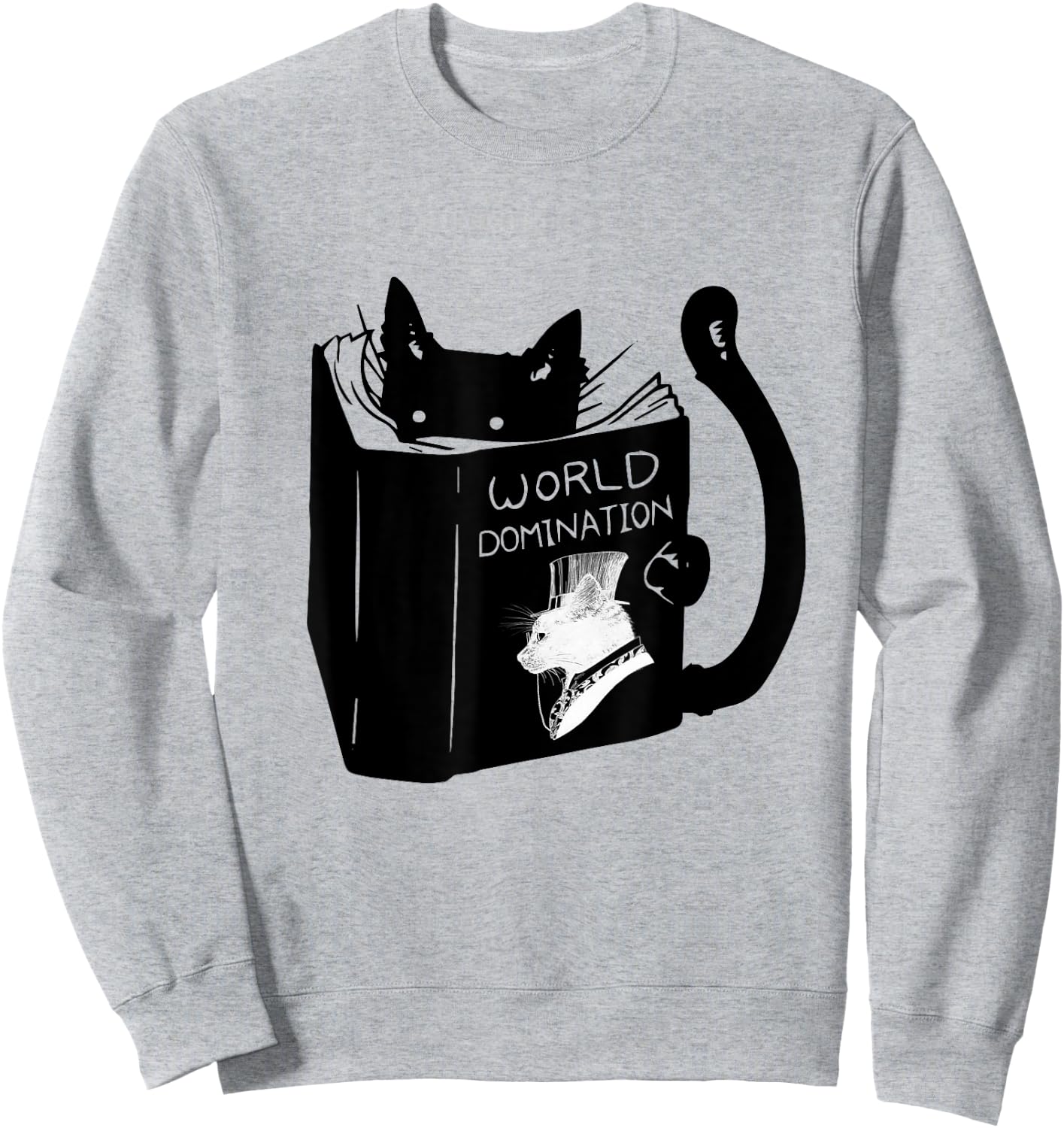 Pet Cat World Domination - -Adults, Small, White, Short Sleeve Sweatshirt - Sweatshirt | Ash