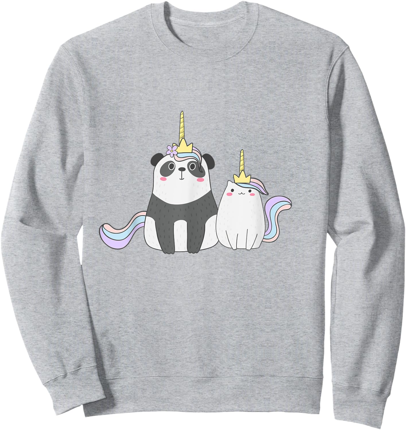 Cute Pandacorn and Caticorn Magical Creature Sweatshirt - Sweatshirt | Ash