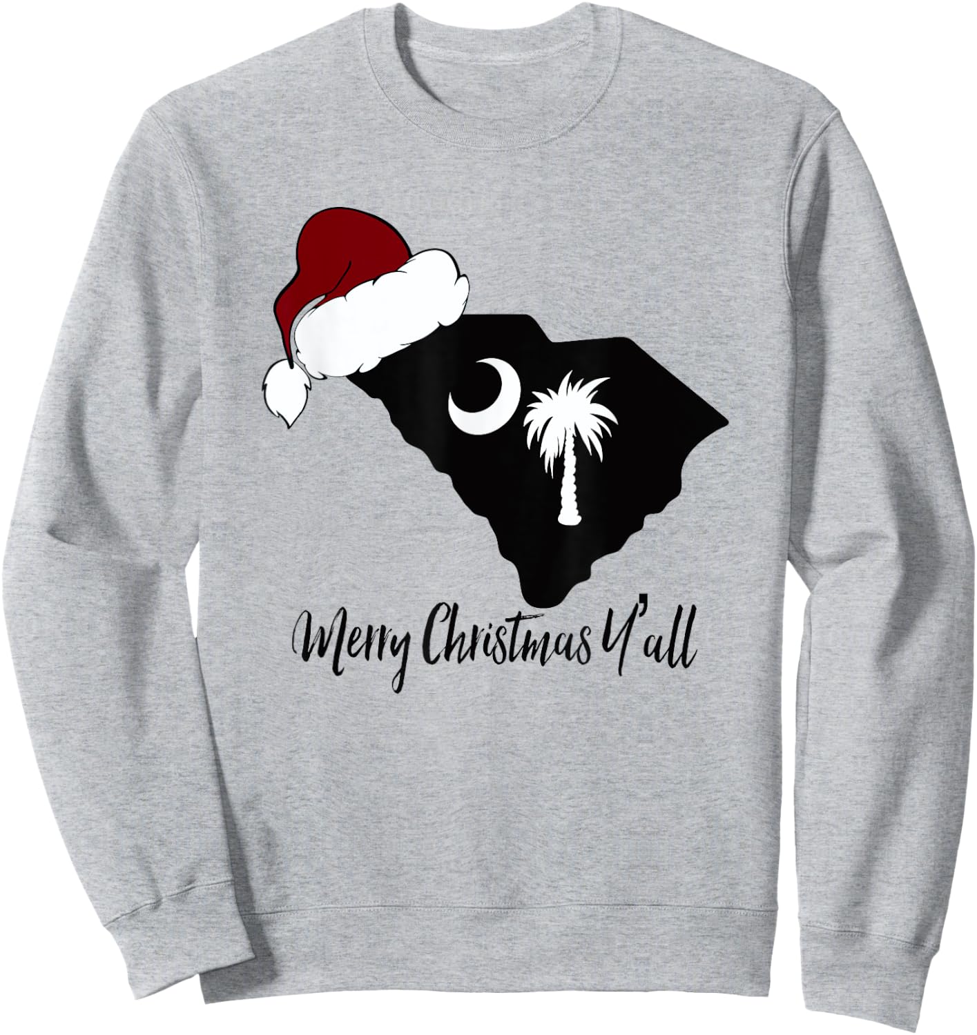 South Carolina SC Merry Christmas Yall Sweatshirt - Sweatshirt | Ash