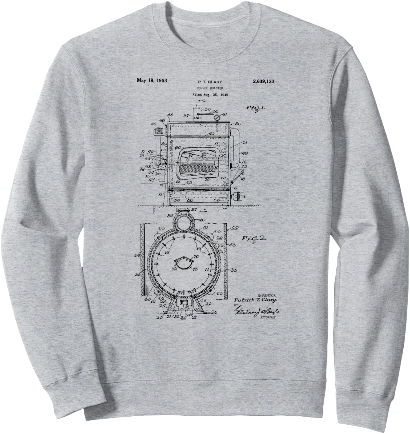 Vintage 1949 Coffee Roaster Patent Print Gift Sweatshirt - Sweatshirt | Ash