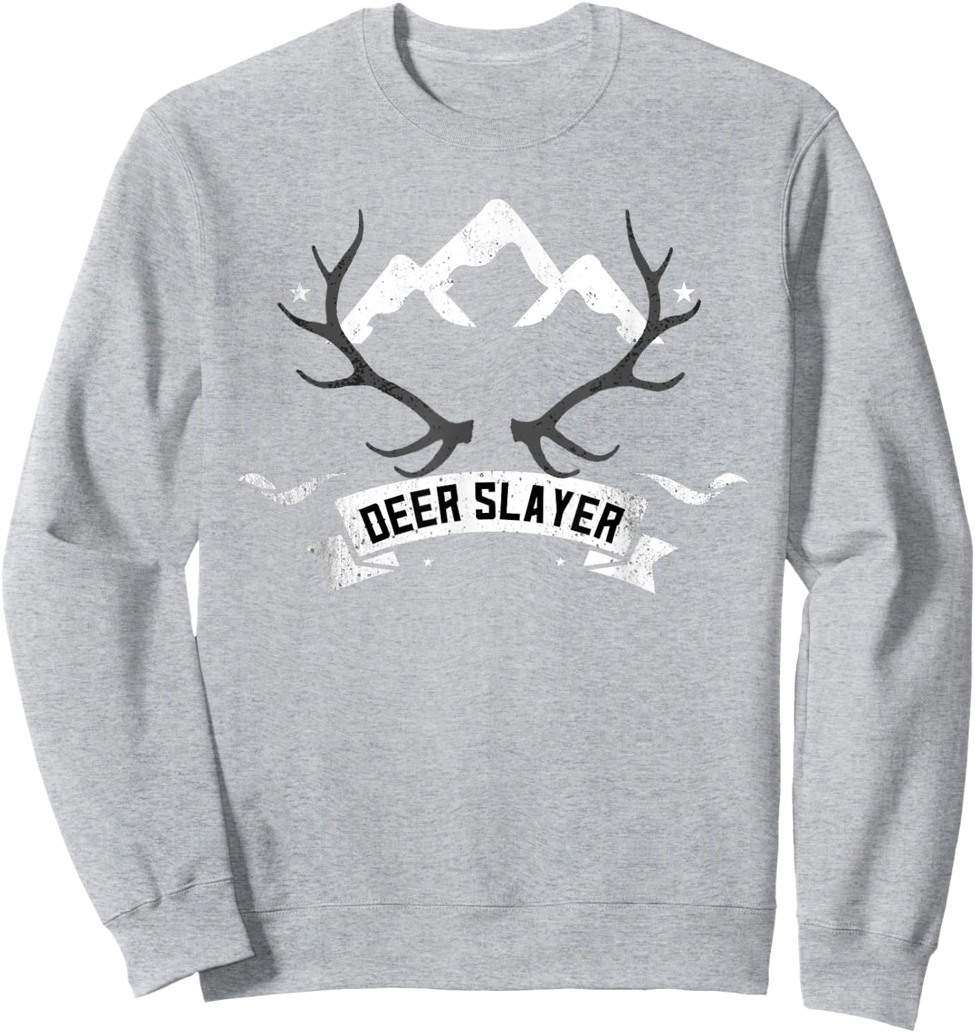Deer Slayer Antler Avid Hunter Sweatshirt - Sweatshirt | Ash