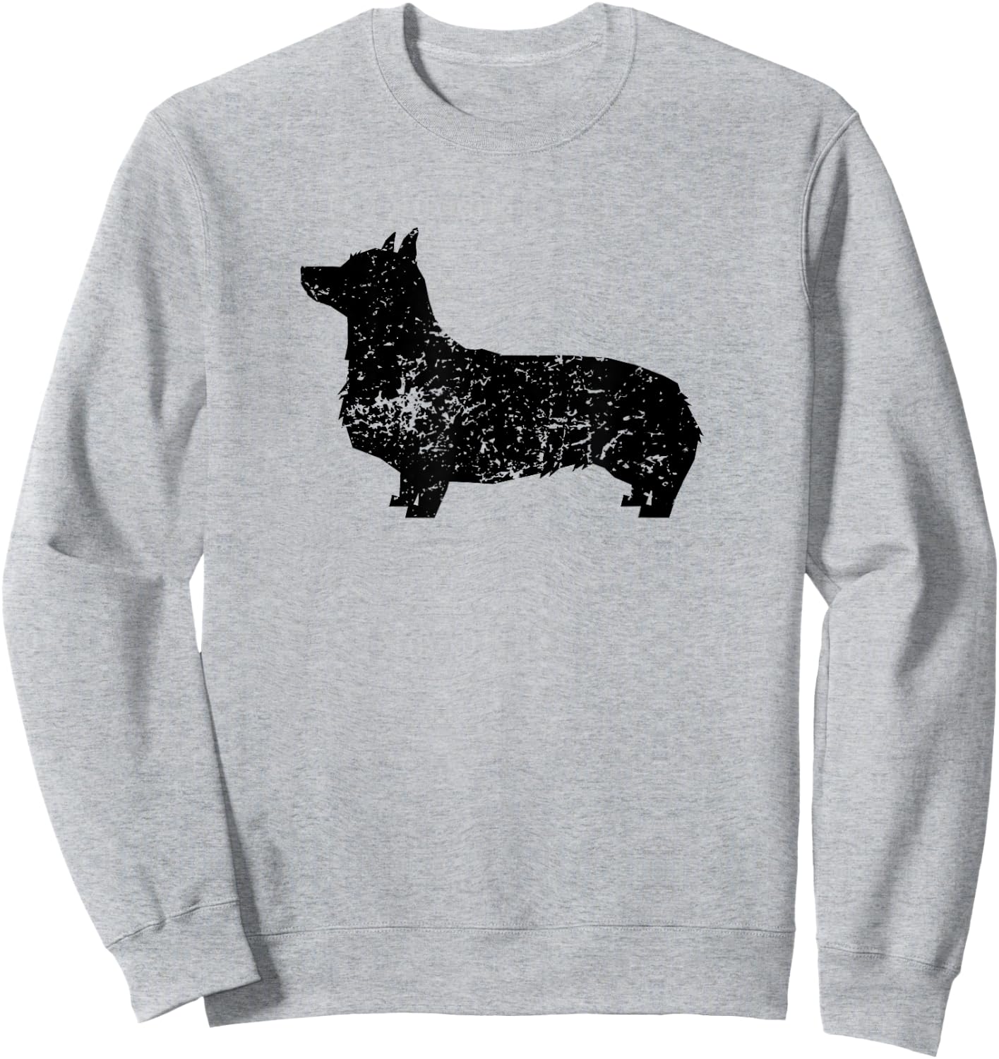 Distressed Corgi Silhouette Dog Owner Sweatshirt - Sweatshirt | Ash