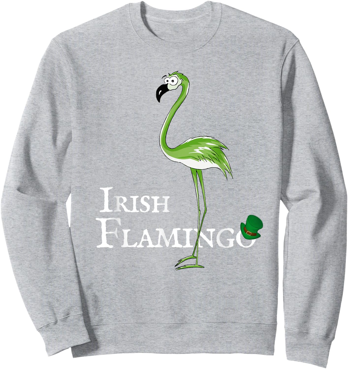 Funky Irish Flamingo Green Bird St Patricks Day Sweatshirt - Sweatshirt | Ash