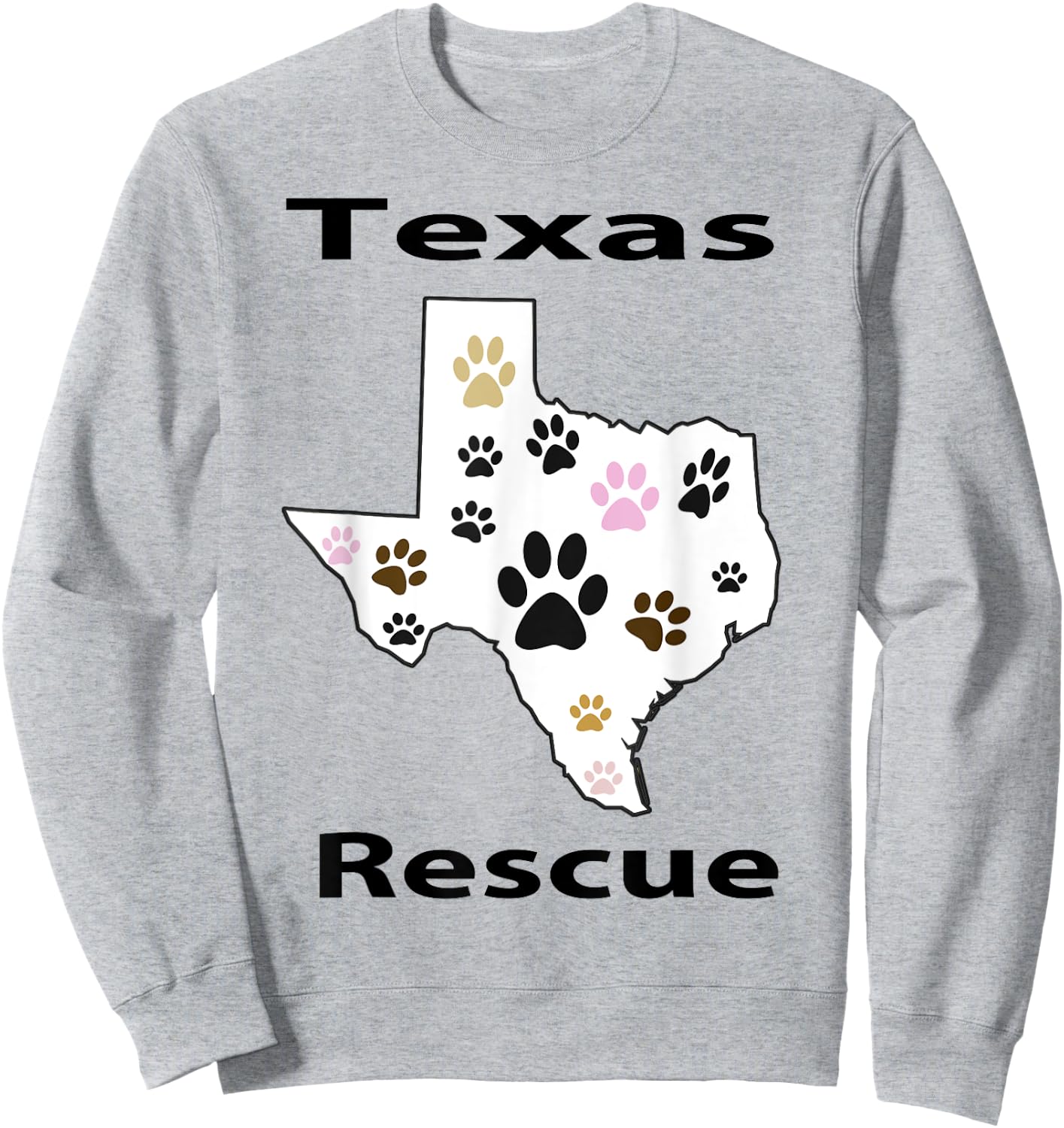 Texas Pet Paws Rescue Shirt TX Paw Footprint Gift Sweatshirt - Sweatshirt | Ash
