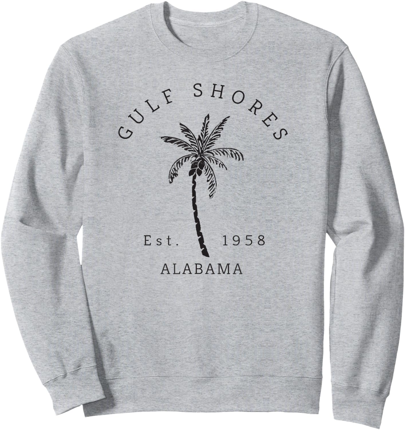 Retro Cool Gulf Shores Vintage Palm Tree Novelty Art Sweatshirt - Sweatshirt | Ash