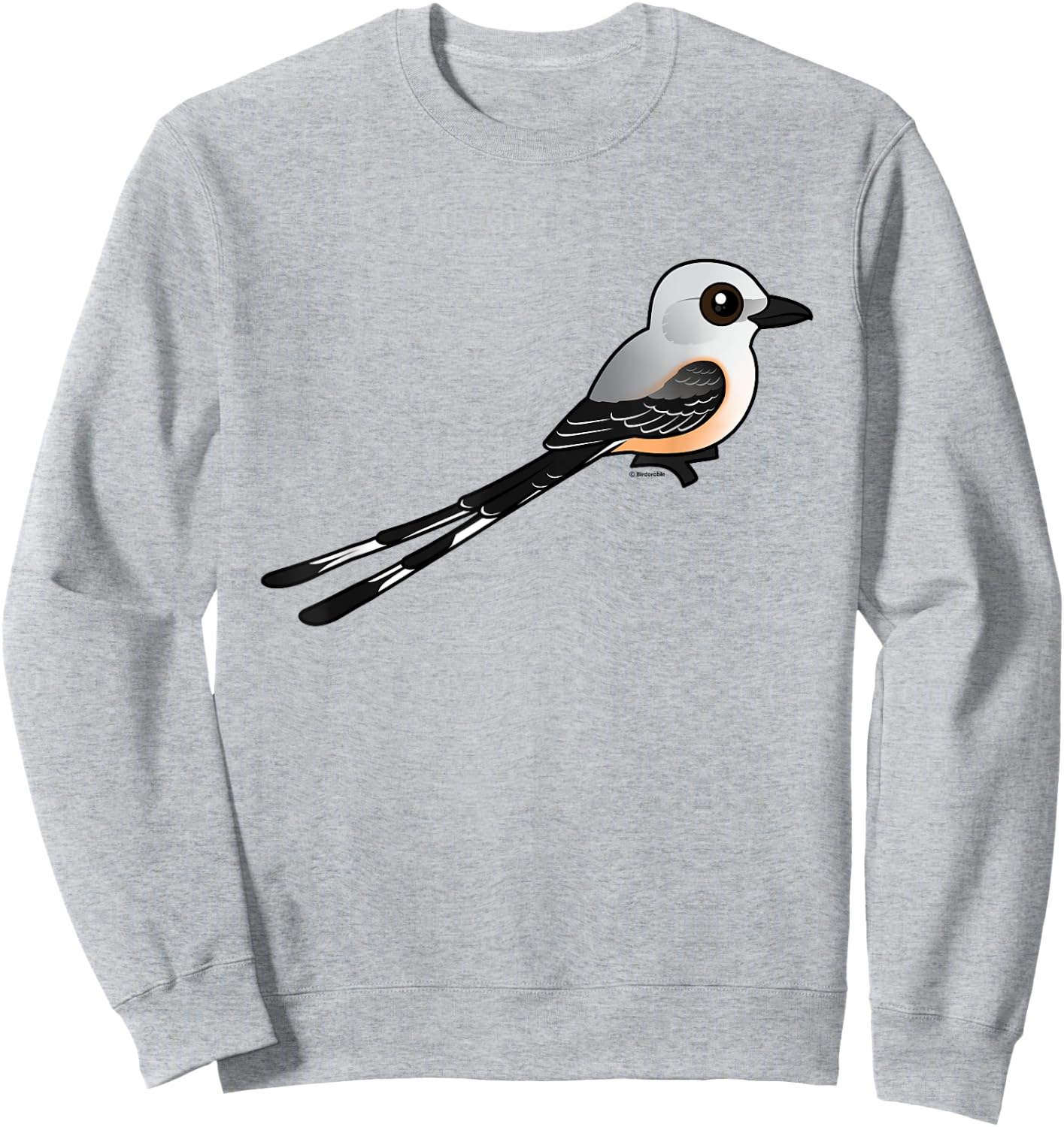 Cute Cartoon Scissor-tailed Flycatcher Bird Illustration Sweatshirt - Sweatshirt | Ash