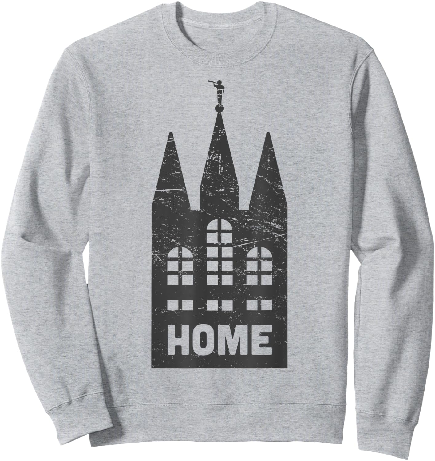 Mormon LDS Temple "Home" Distressed Sweatshirt - Sweatshirt | Ash