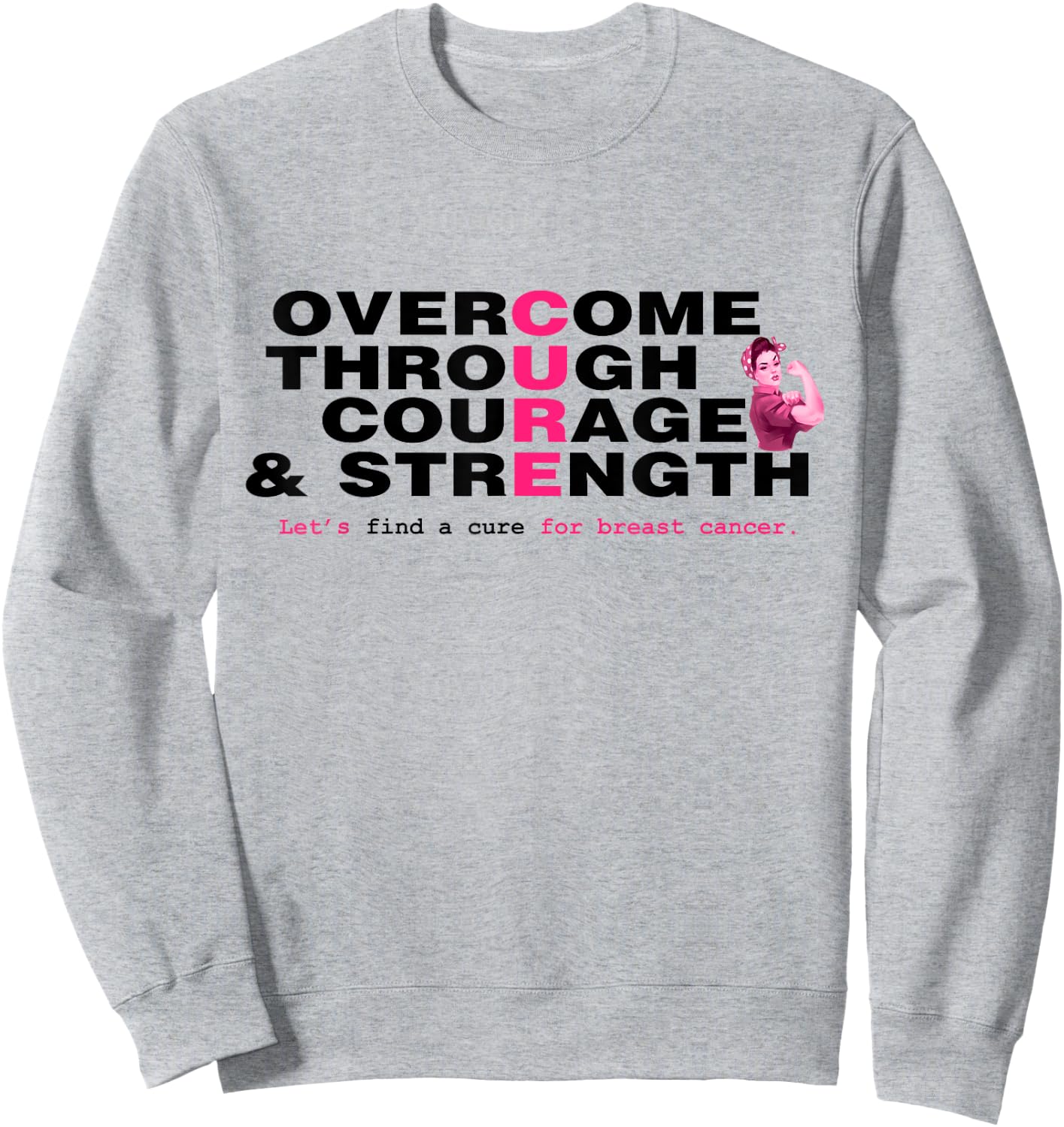 Pinktober Breast Cancer Awareness Cure inspire ladies Sweatshirt - Sweatshirt | Ash