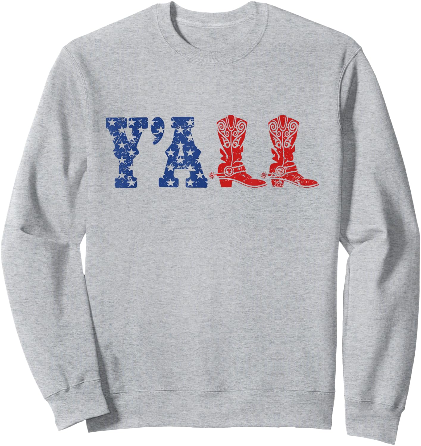 Y'ALL American Flag Western Country Cowgirl Sweatshirt - Sweatshirt | Ash