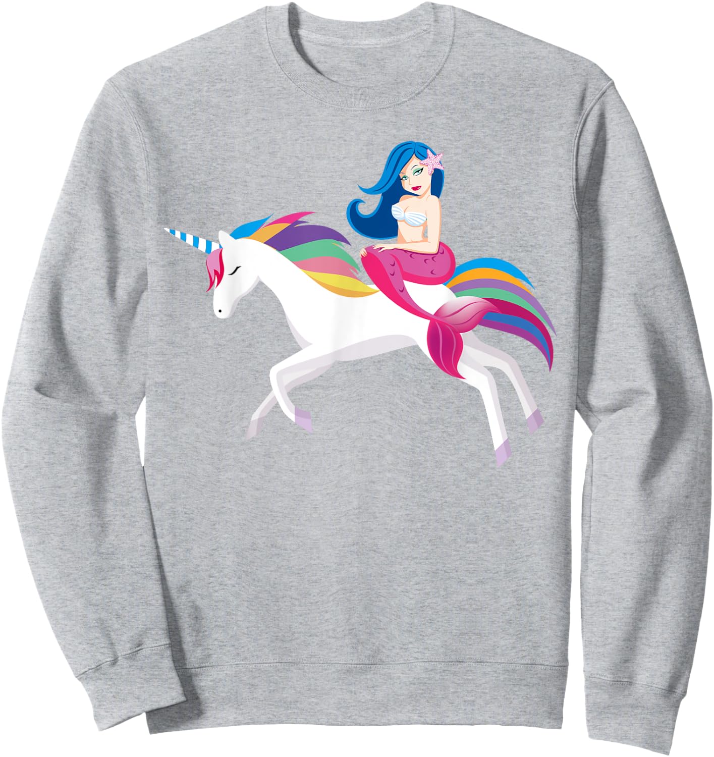 Unicorn Mermaid - Funny Mermaid Riding Unicorn T Shirt Sweatshirt - Sweatshirt | Ash
