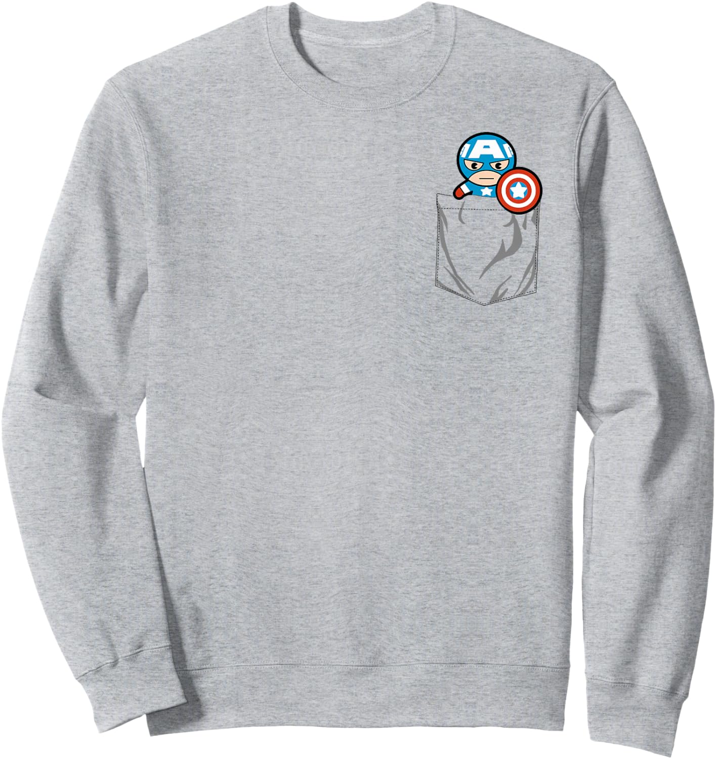 Marvel Captain America Left chest Pocket Graphic Sweatshirt - Sweatshirt | Ash