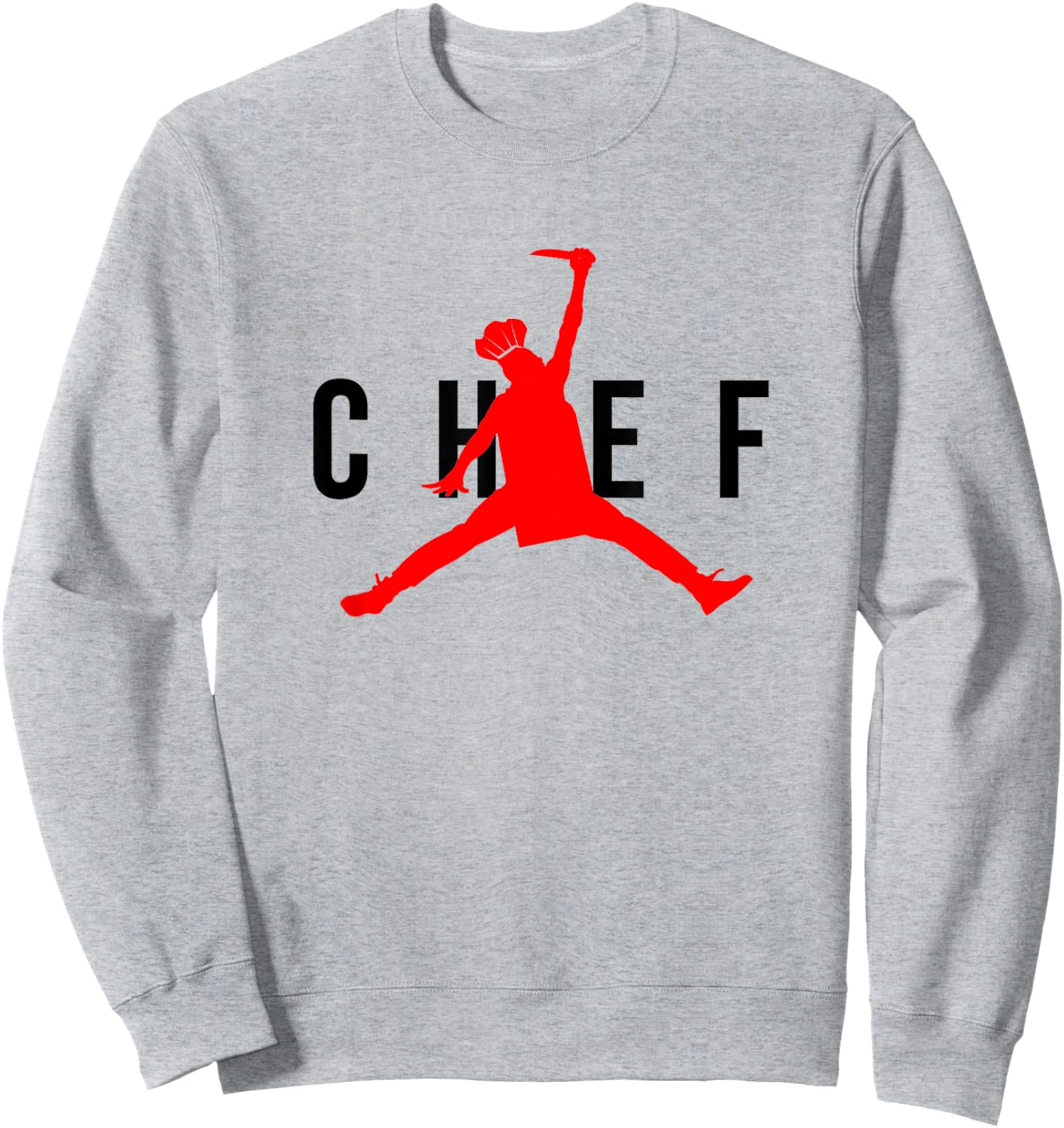Funny Restaurant Chef - Jumping Chef Knife Logo Food Truck Sweatshirt - Sweatshirt | Ash