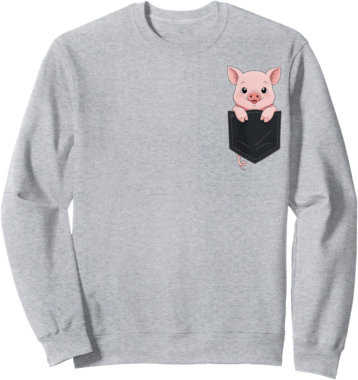 Pig in Pocket Cute Peeking Funny Sweatshirt - Sweatshirt | Ash
