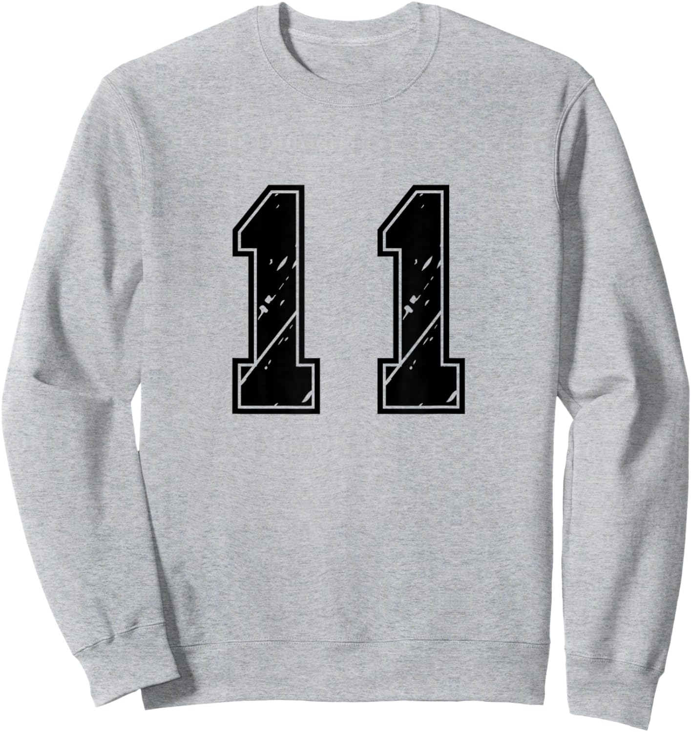 Number 11 Team Junior College Sports Numbered Uniform Sweatshirt - Sweatshirt | Ash