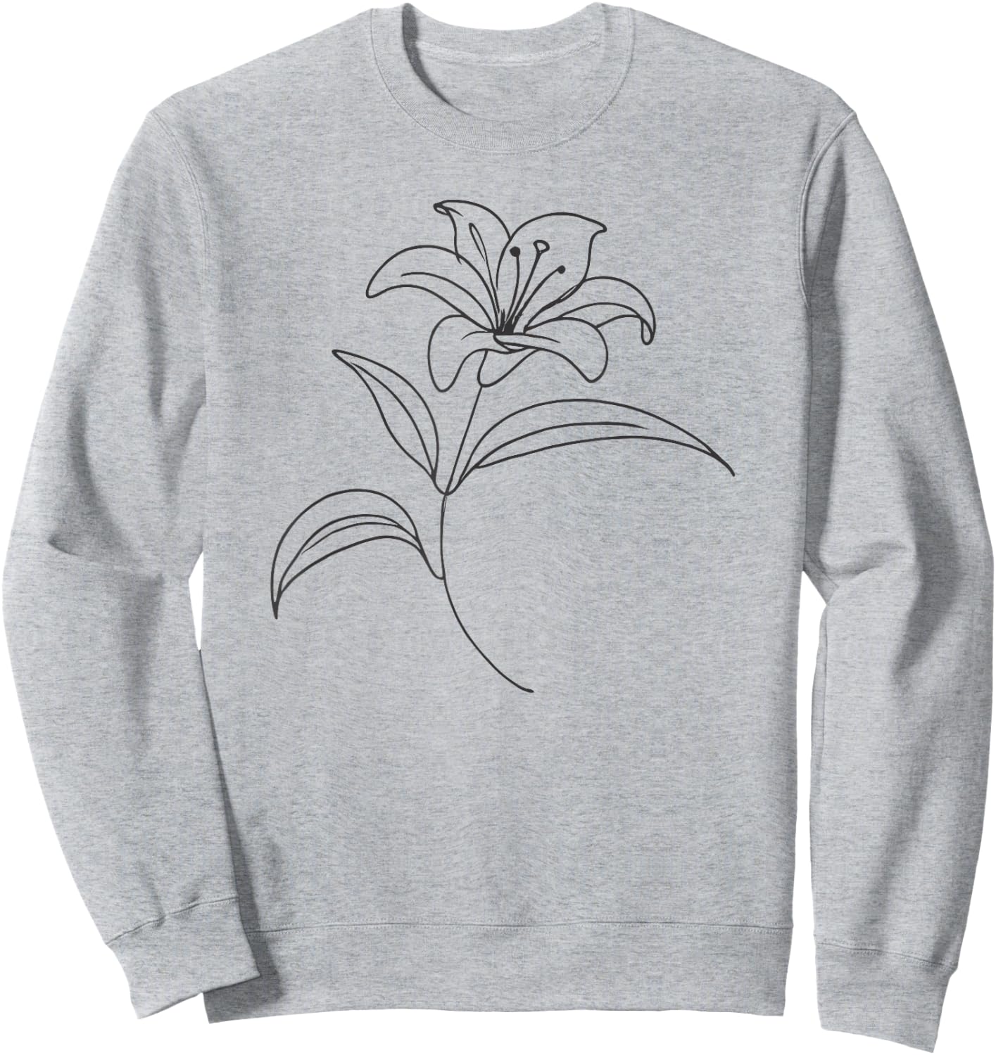 Line Art Lily Flowers Sweatshirt - Sweatshirt | Ash