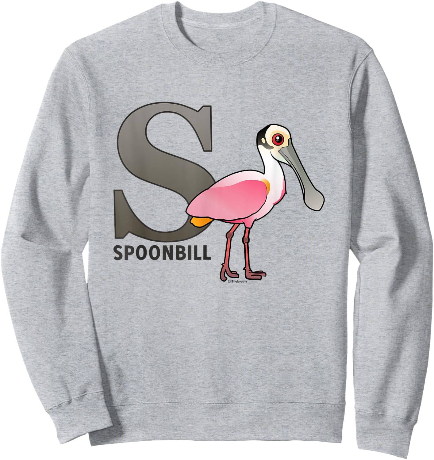 S is for Spoonbill Cute Cartoon Bird Alphabet Gift Sweatshirt - Sweatshirt | Ash